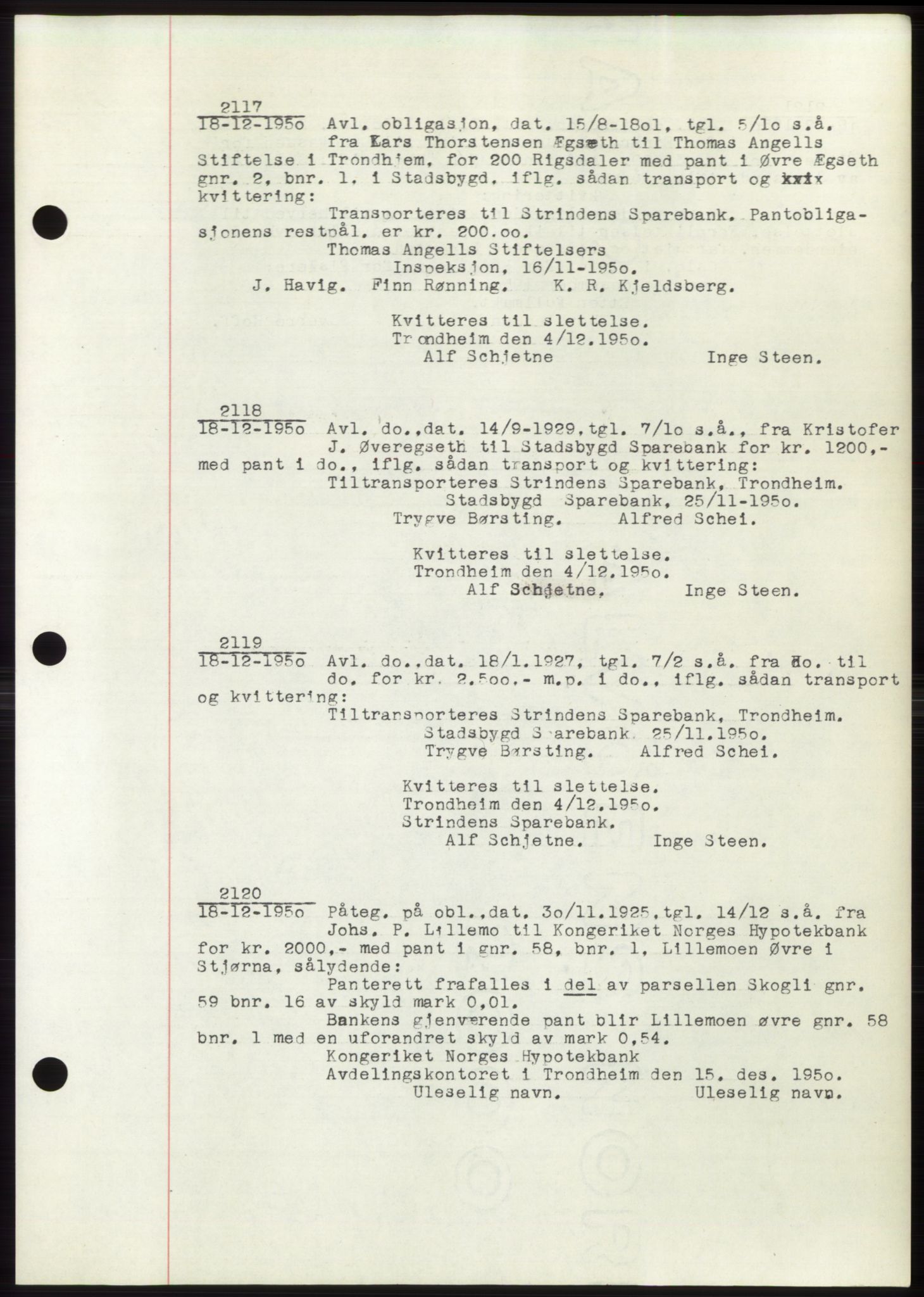 Fosen sorenskriveri, AV/SAT-A-1107/1/2/2C: Pantebok nr. B3, 1948-1950, Dagboknr: 2117/1950