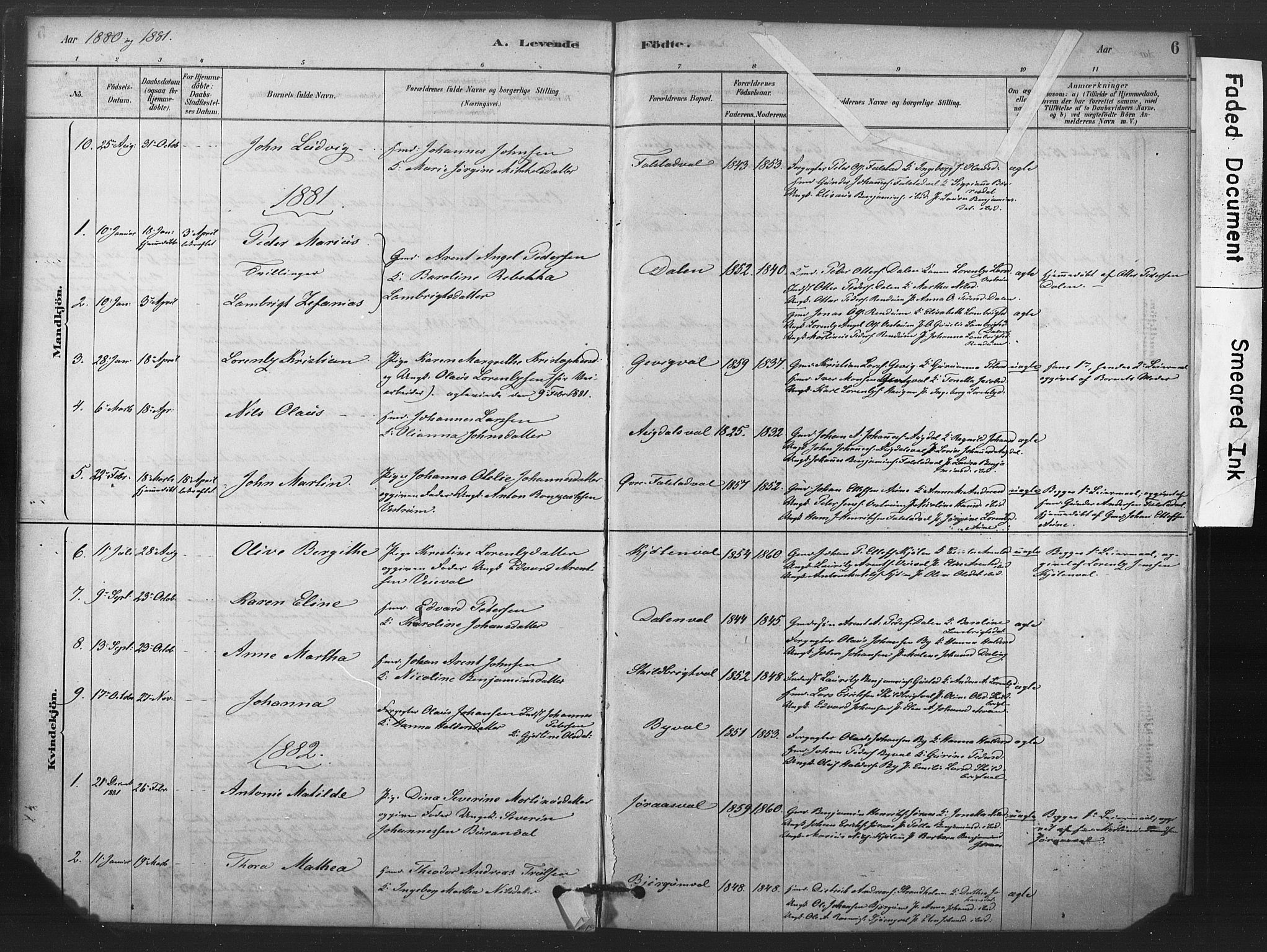 Ministerialprotokoller, klokkerbøker og fødselsregistre - Nord-Trøndelag, SAT/A-1458/719/L0178: Ministerialbok nr. 719A01, 1878-1900, s. 6