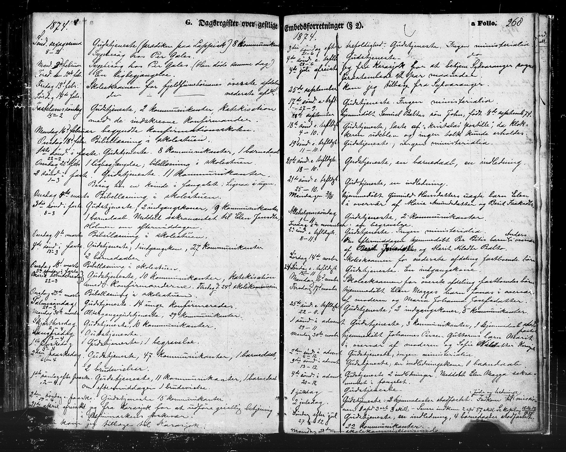 Karasjok sokneprestkontor, AV/SATØ-S-1352/H/Ha/L0001kirke: Ministerialbok nr. 1, 1872-1884, s. 268