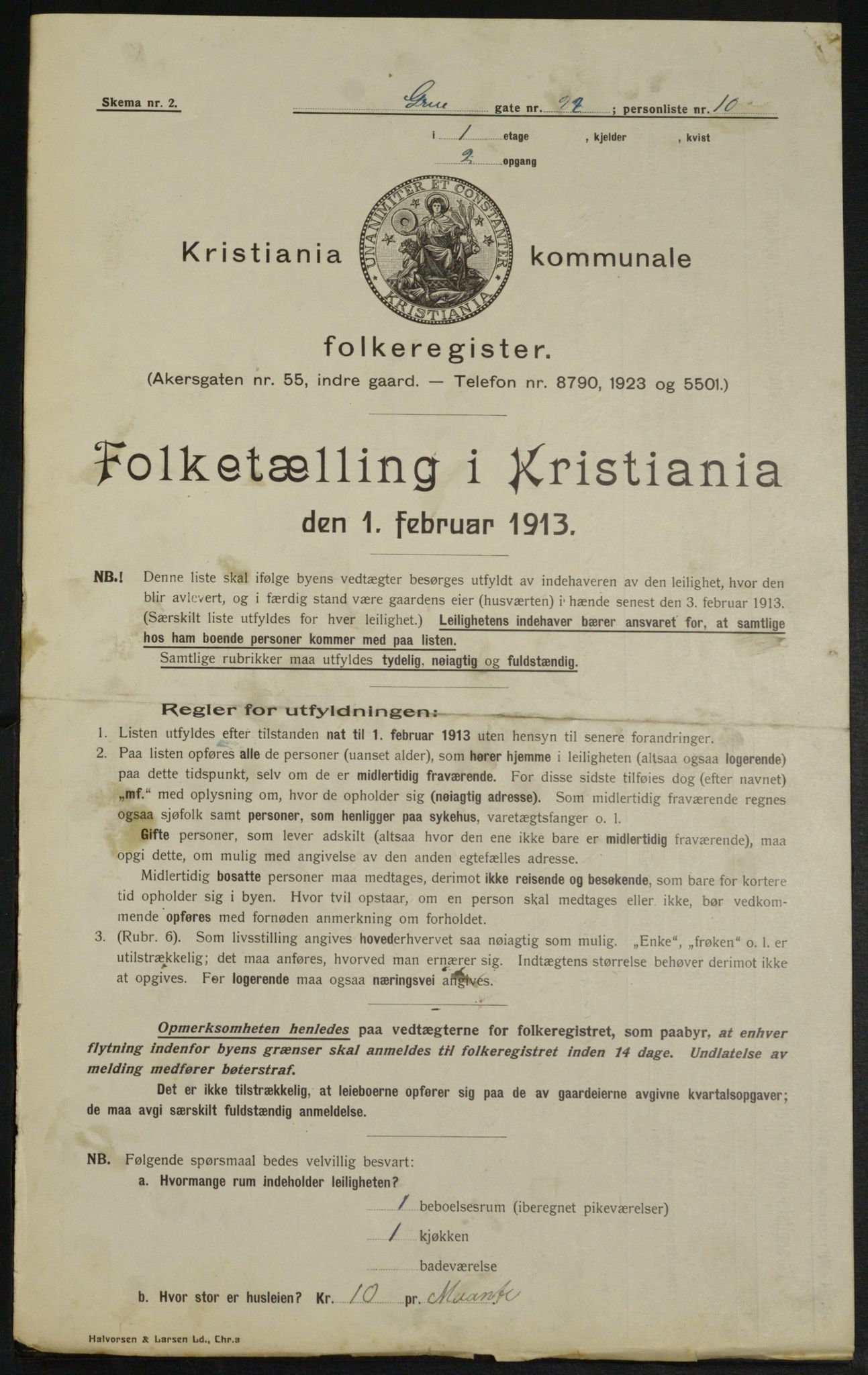 OBA, Kommunal folketelling 1.2.1913 for Kristiania, 1913, s. 30707