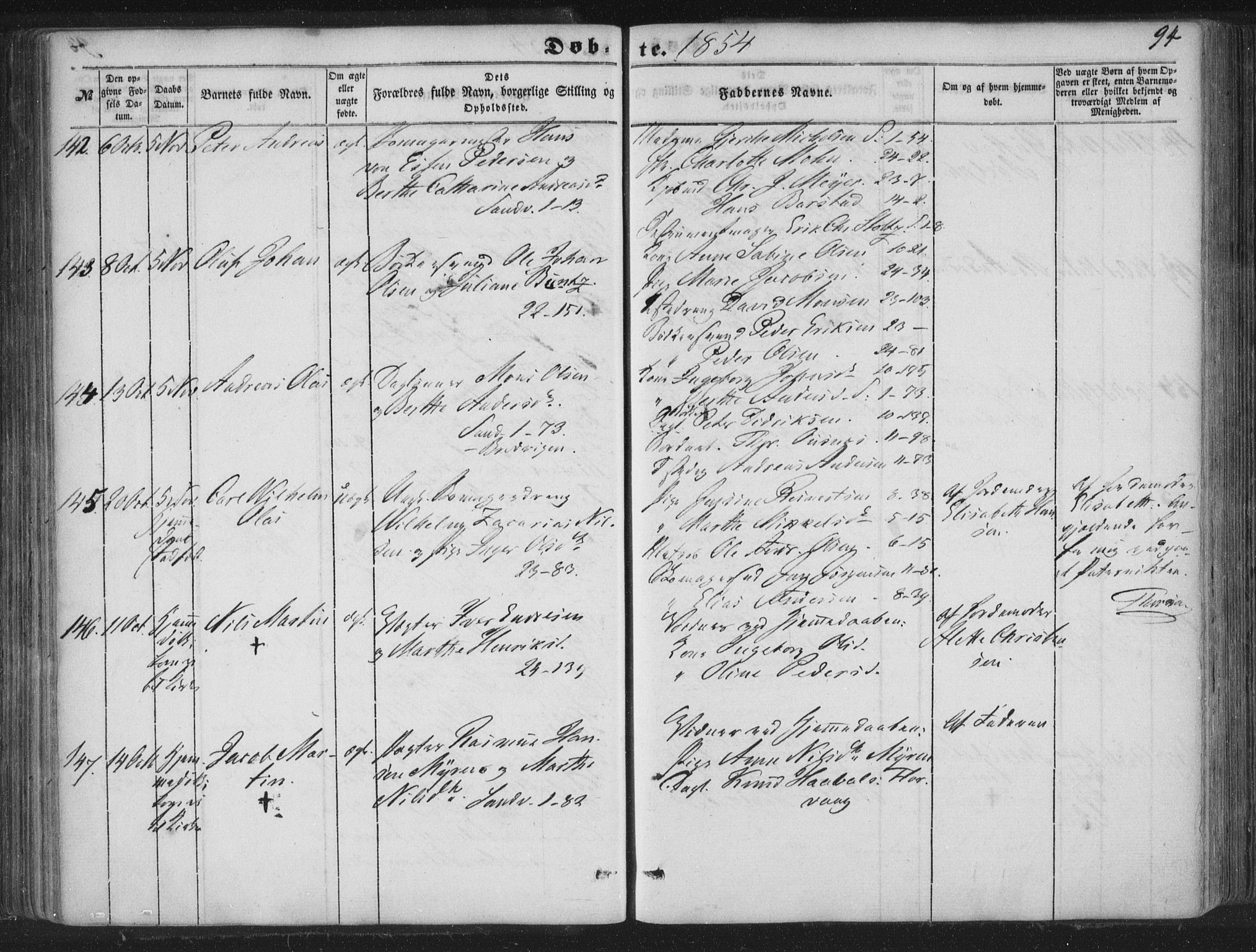 Korskirken sokneprestembete, AV/SAB-A-76101/H/Haa/L0017: Ministerialbok nr. B 3, 1851-1857, s. 94