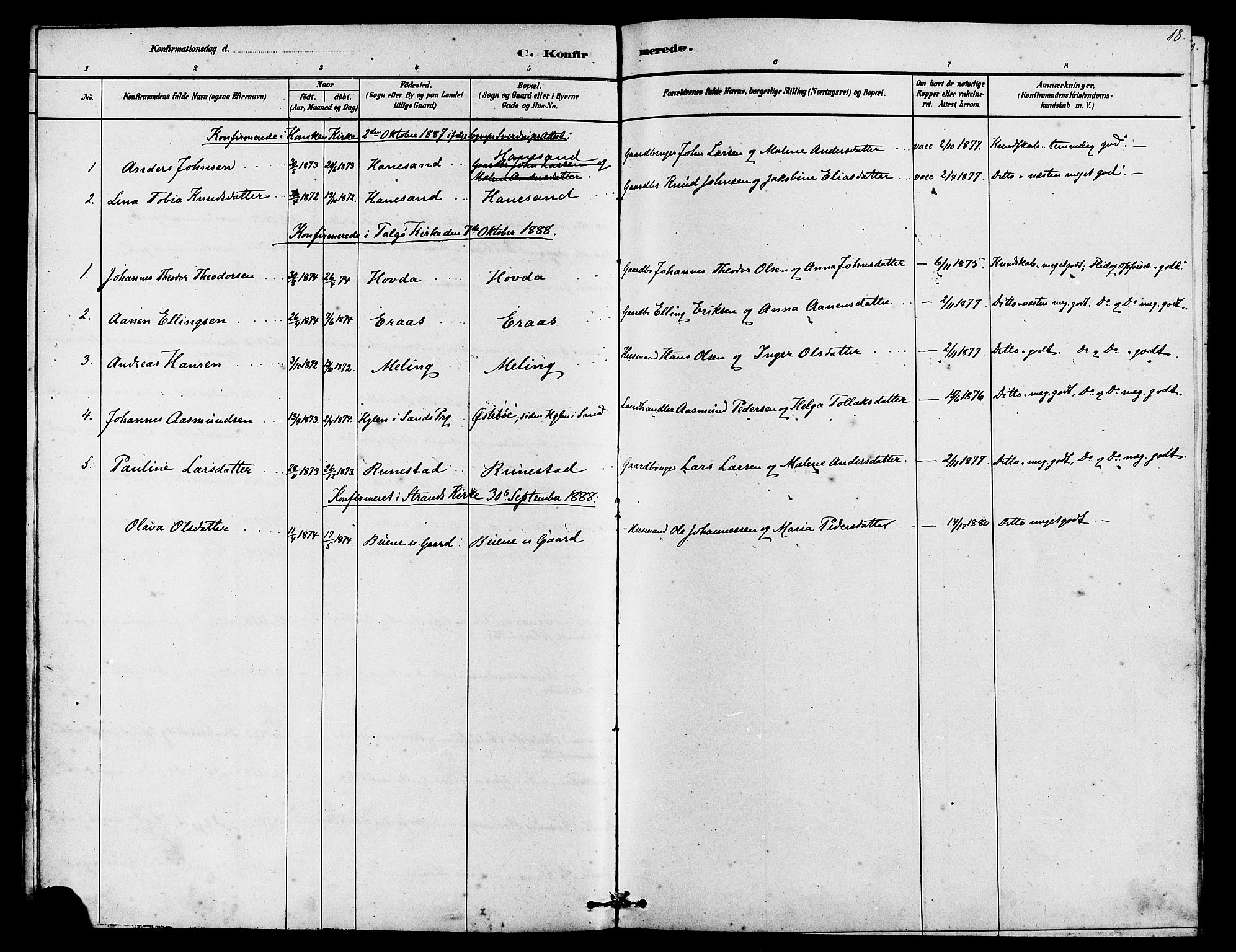 Finnøy sokneprestkontor, AV/SAST-A-101825/H/Ha/Haa/L0009: Ministerialbok nr. A 9, 1879-1888, s. 18