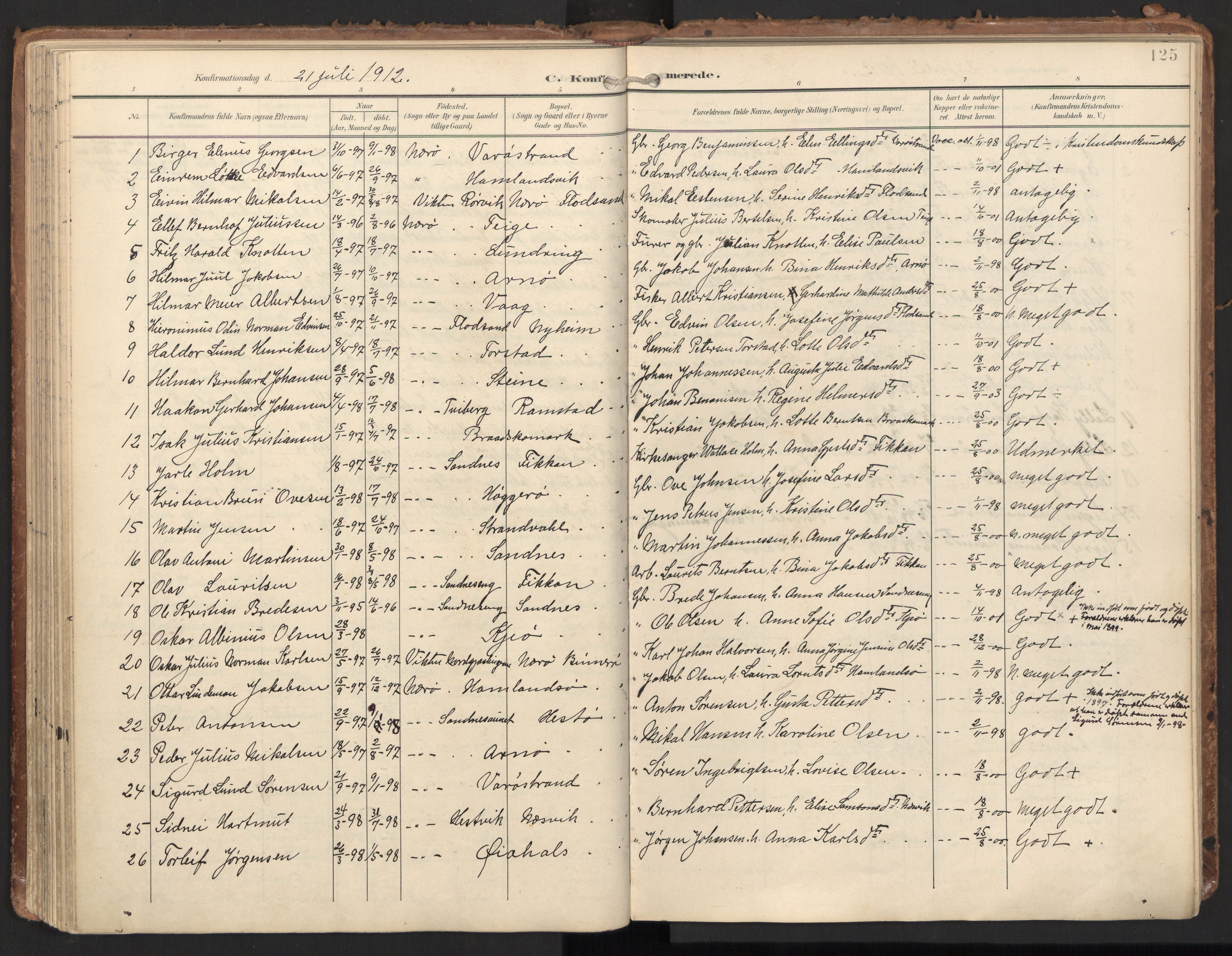 Ministerialprotokoller, klokkerbøker og fødselsregistre - Nord-Trøndelag, AV/SAT-A-1458/784/L0677: Ministerialbok nr. 784A12, 1900-1920, s. 125