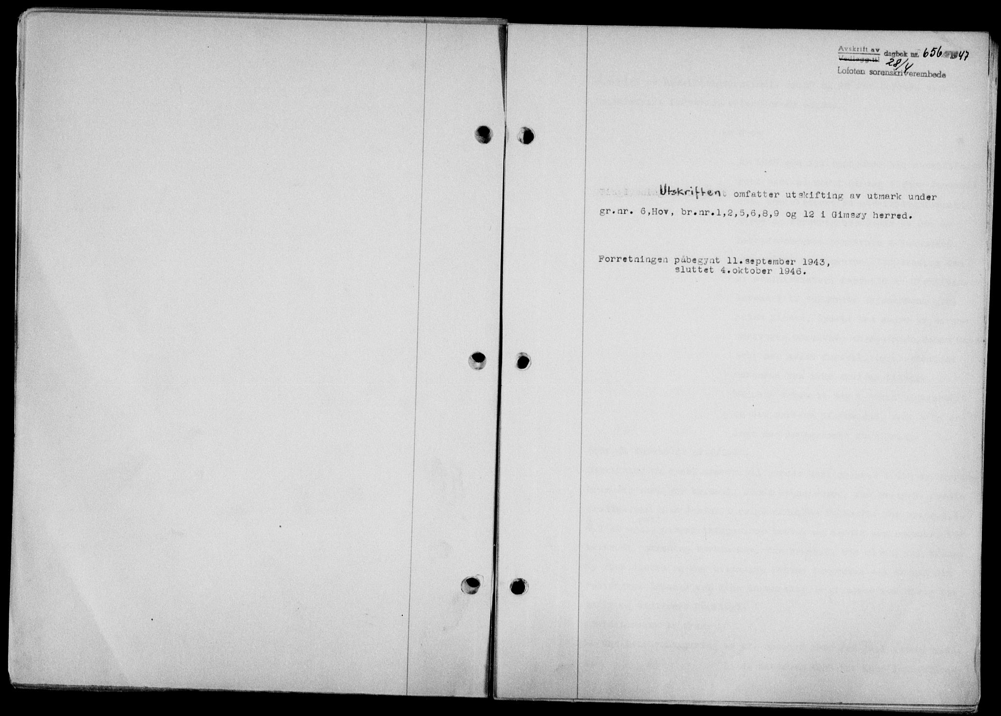 Lofoten sorenskriveri, SAT/A-0017/1/2/2C/L0016a: Pantebok nr. 16a, 1947-1947, Dagboknr: 656/1947