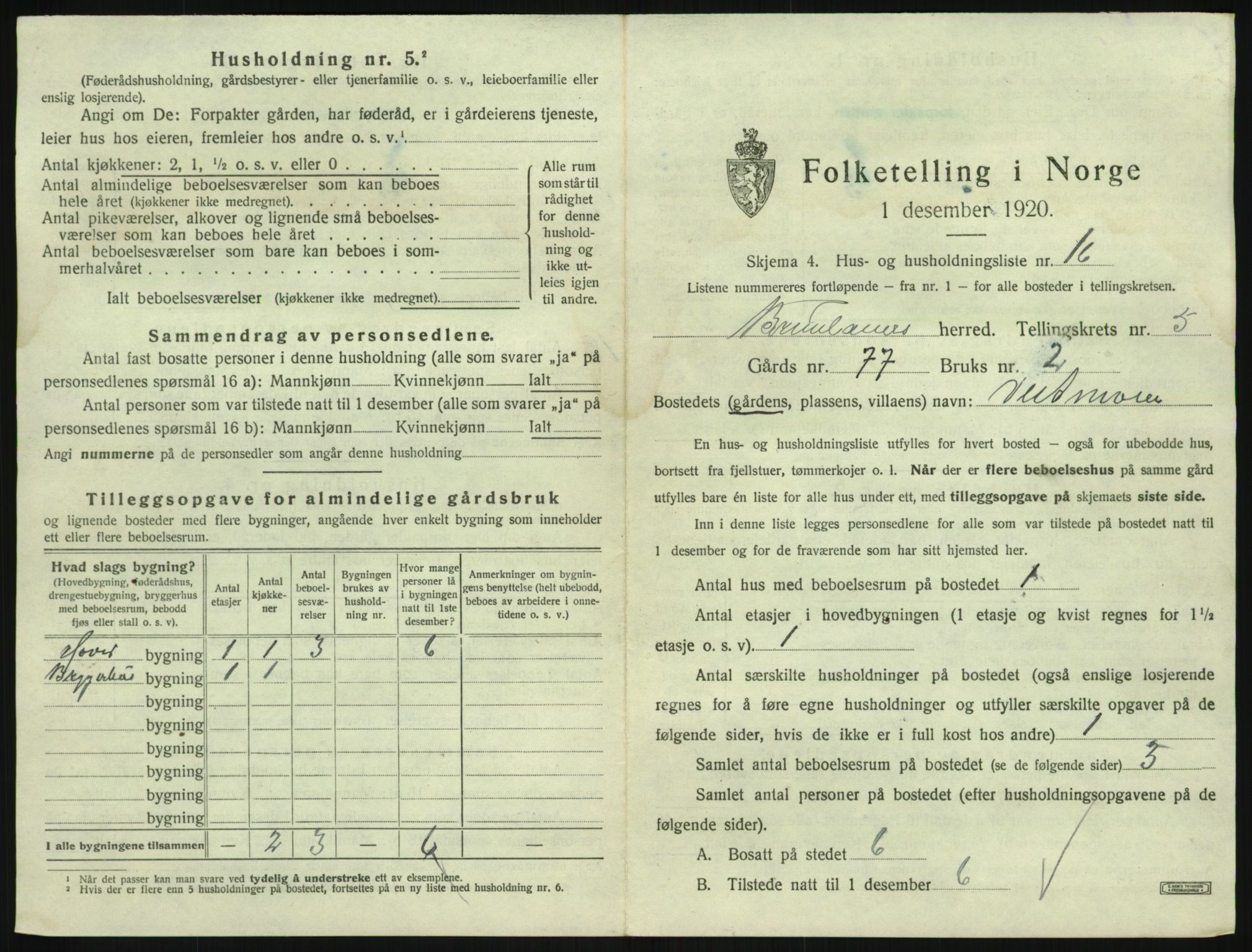 SAKO, Folketelling 1920 for 0726 Brunlanes herred, 1920, s. 851