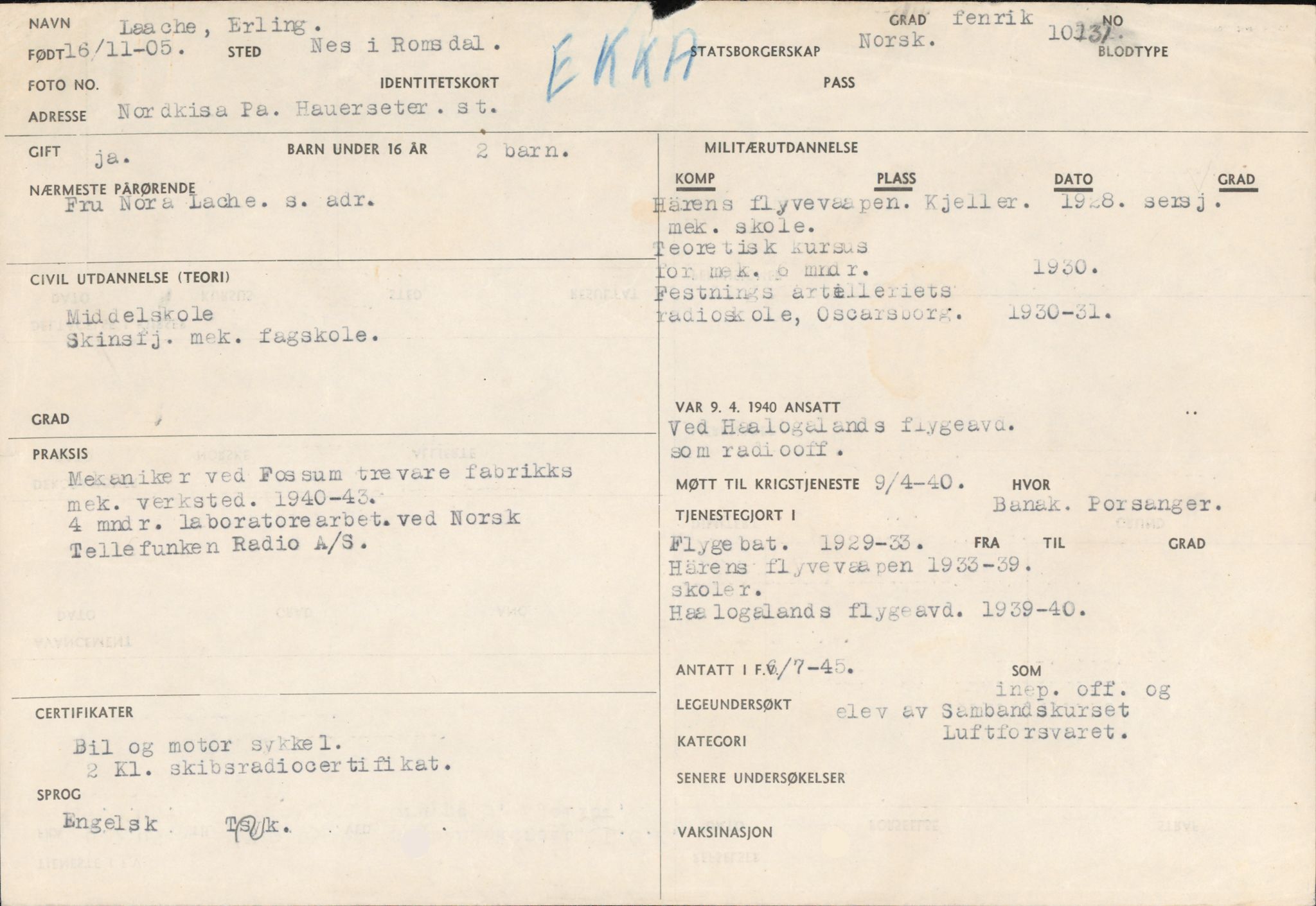 Forsvaret, Forsvarets overkommando/Luftforsvarsstaben, AV/RA-RAFA-4079/P/Pa/L0013: Personellmapper, 1905, s. 379