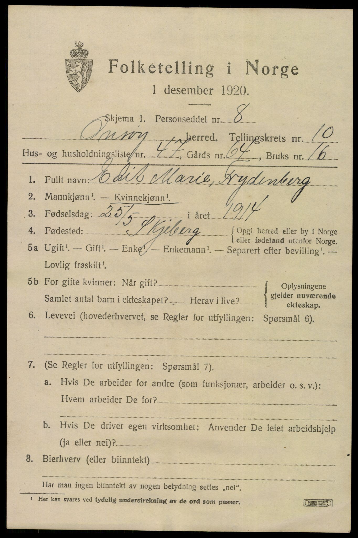 SAO, Folketelling 1920 for 0134 Onsøy herred, 1920, s. 14022