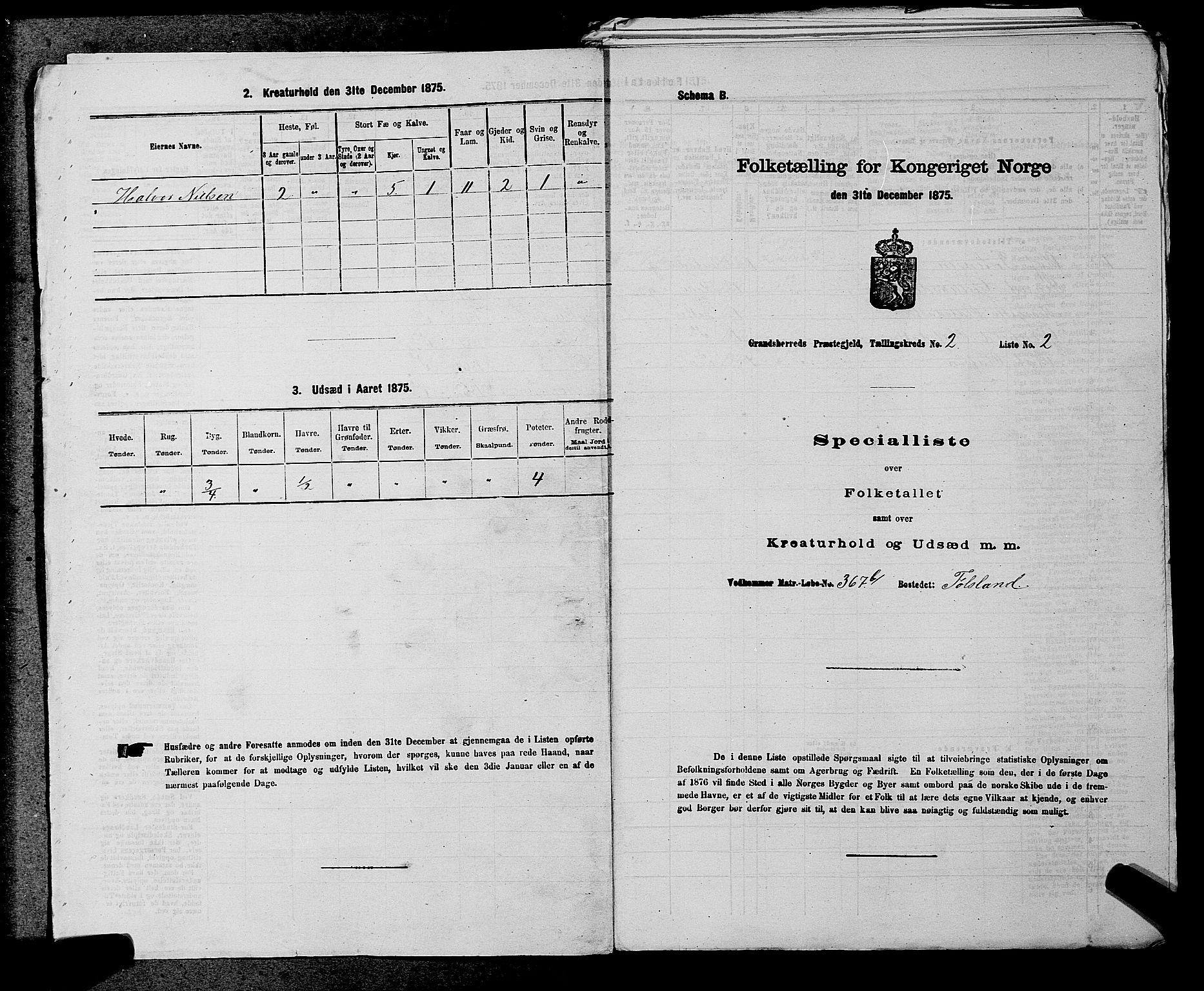 SAKO, Folketelling 1875 for 0824P Gransherad prestegjeld, 1875, s. 252