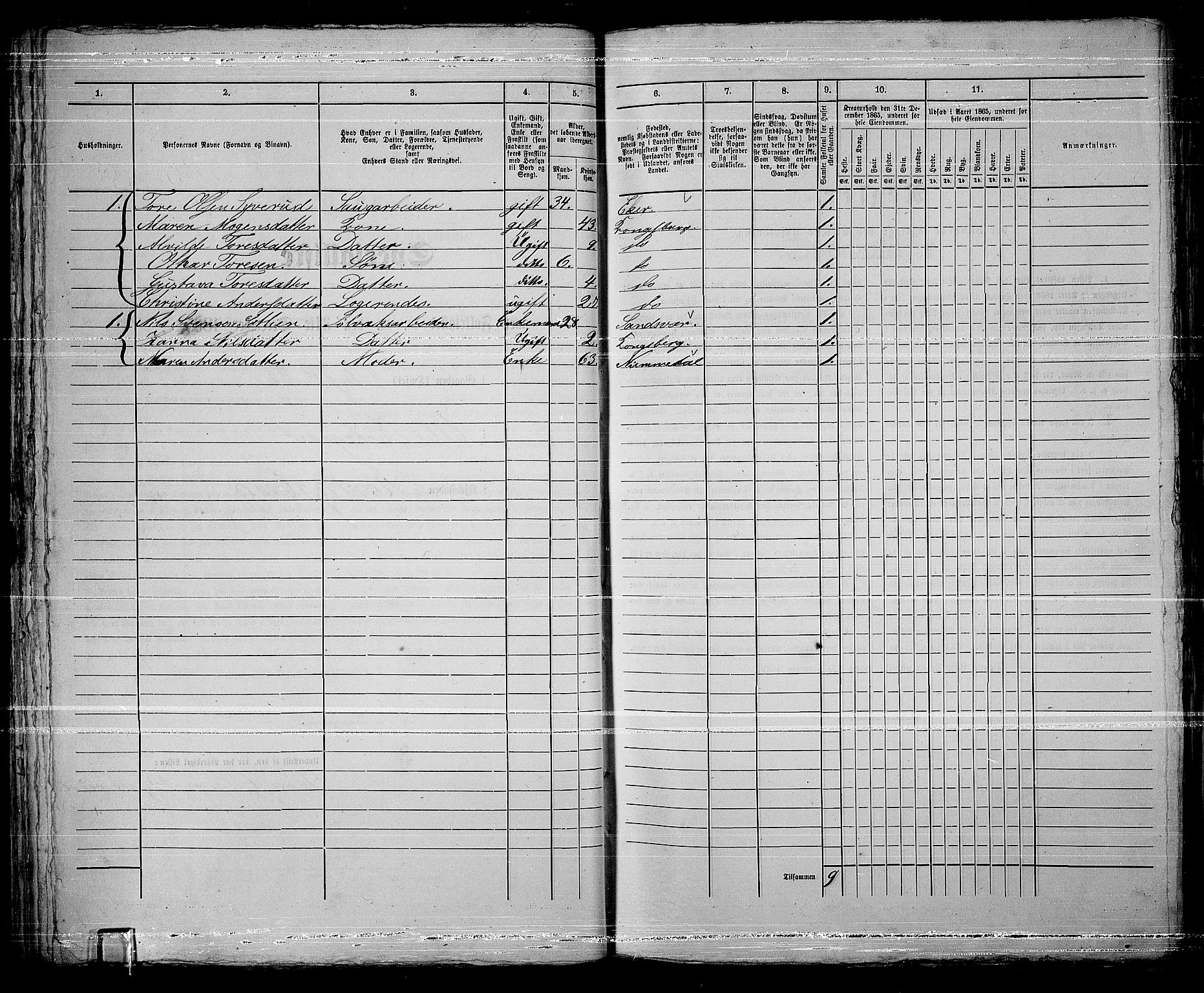 RA, Folketelling 1865 for 0604B Kongsberg prestegjeld, Kongsberg kjøpstad, 1865, s. 76