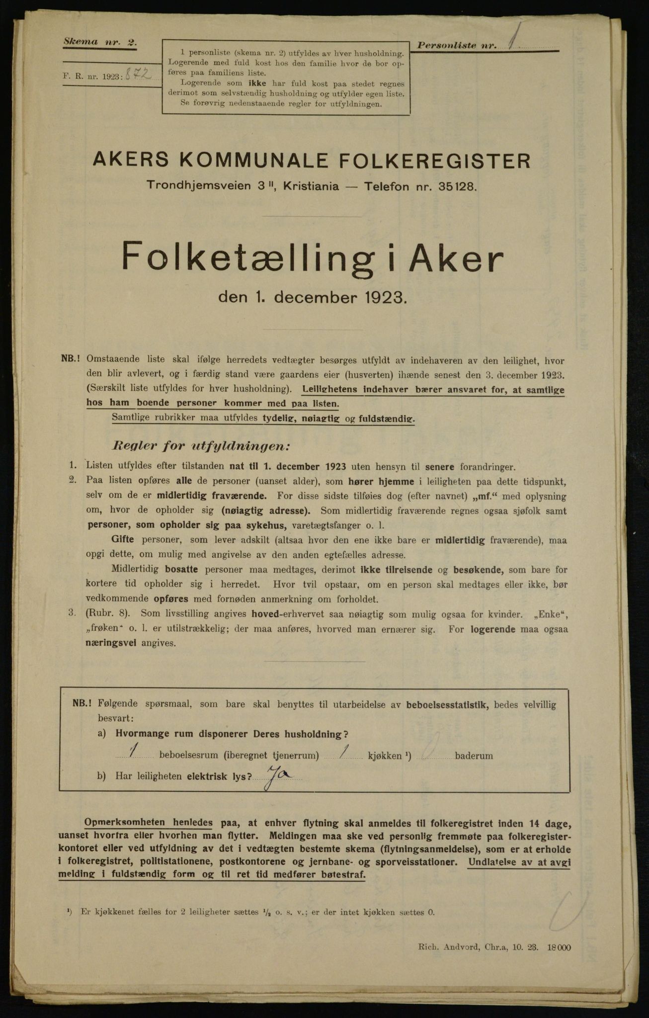 , Kommunal folketelling 1.12.1923 for Aker, 1923, s. 41992