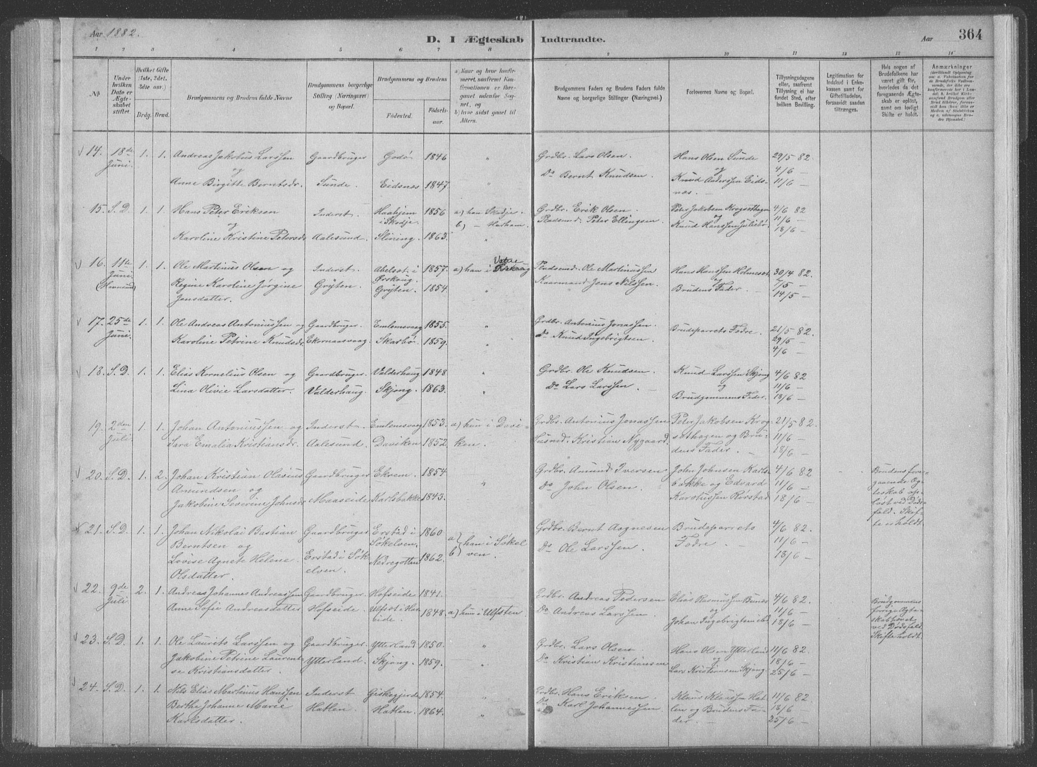 Ministerialprotokoller, klokkerbøker og fødselsregistre - Møre og Romsdal, SAT/A-1454/528/L0402: Ministerialbok nr. 528A12II, 1880-1903, s. 364