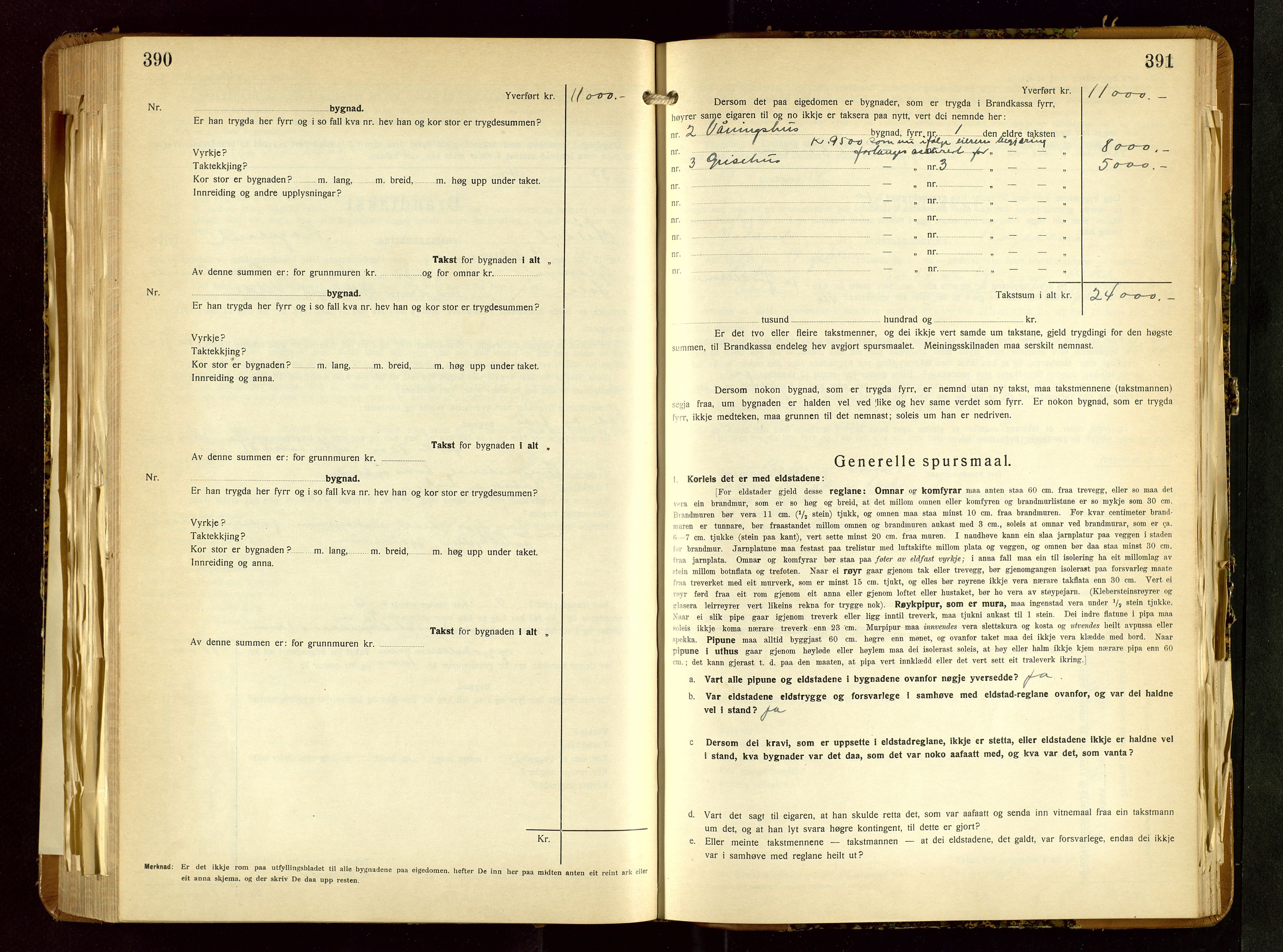 Håland lensmannskontor, SAST/A-100100/Gob/L0010: Branntakstprotokoll - skjematakst. Register i boken., 1933-1936, s. 390-391