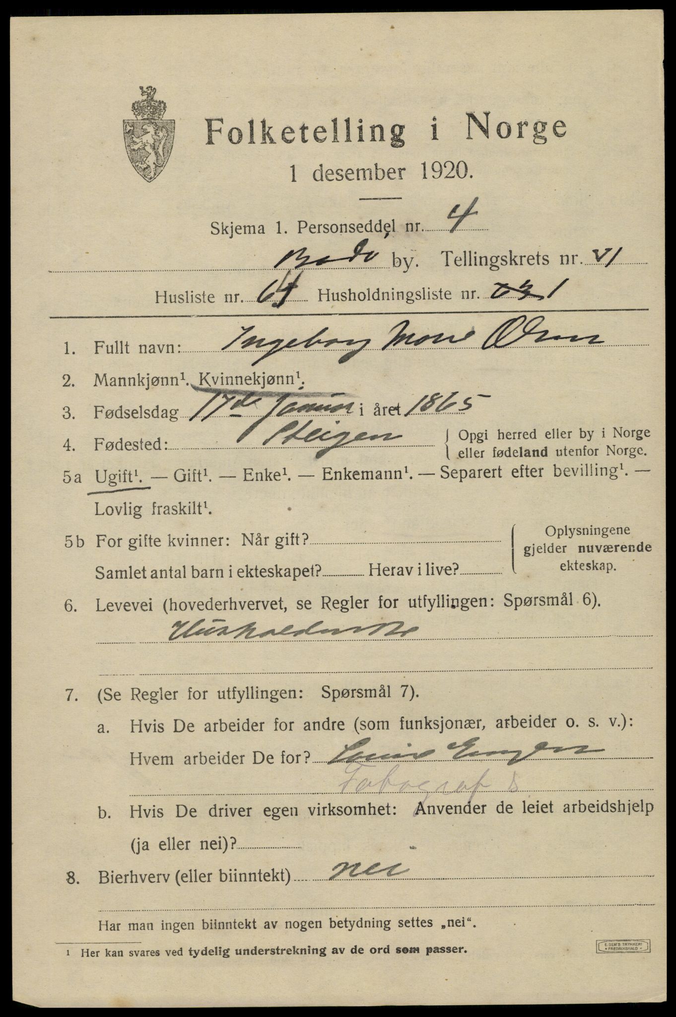 SAT, Folketelling 1920 for 1804 Bodø kjøpstad, 1920, s. 10931