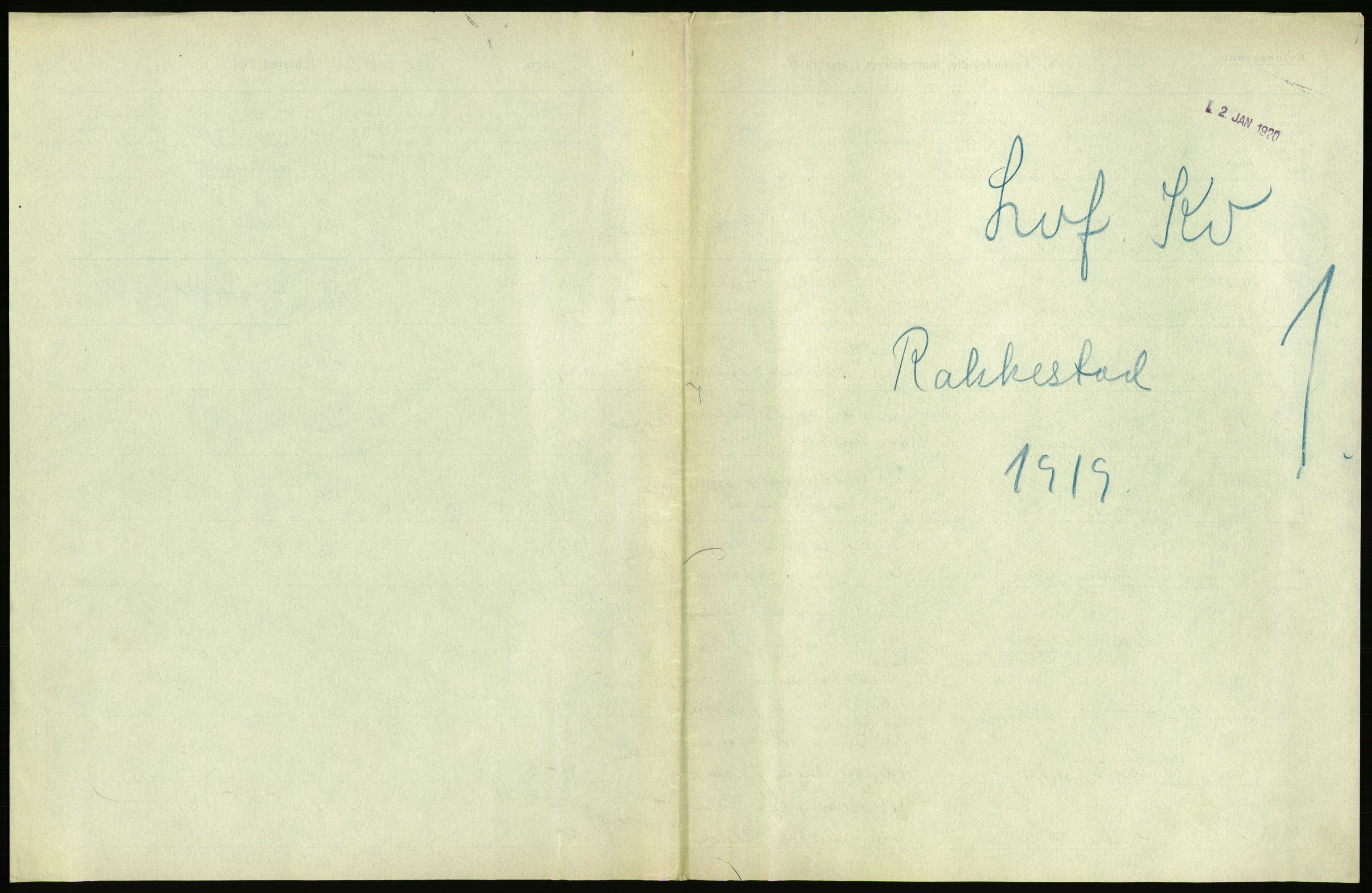 Statistisk sentralbyrå, Sosiodemografiske emner, Befolkning, RA/S-2228/D/Df/Dfb/Dfbi/L0001: Østfold fylke: Levendefødte menn og kvinner. Bygder., 1919, s. 1