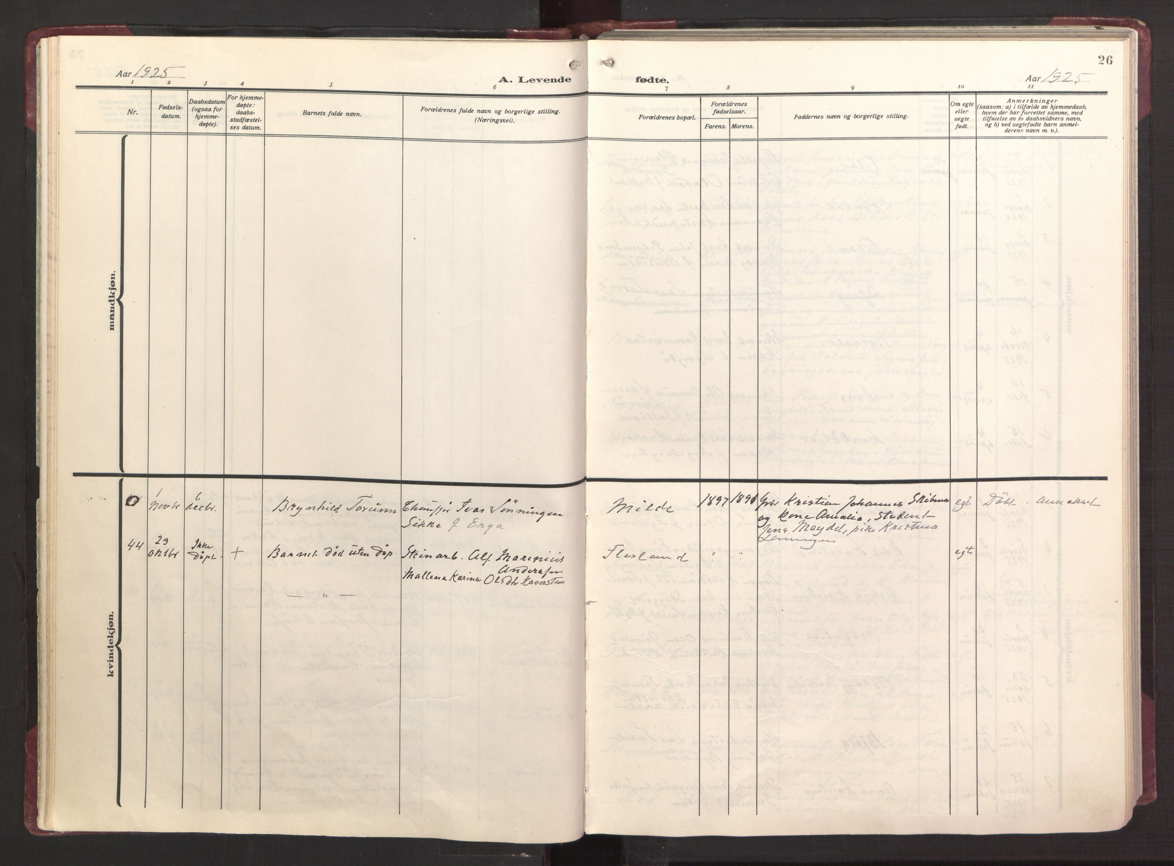 Fana Sokneprestembete, AV/SAB-A-75101/H/Haa/Haab/L0006: Ministerialbok nr. B 6, 1923-1967, s. 26