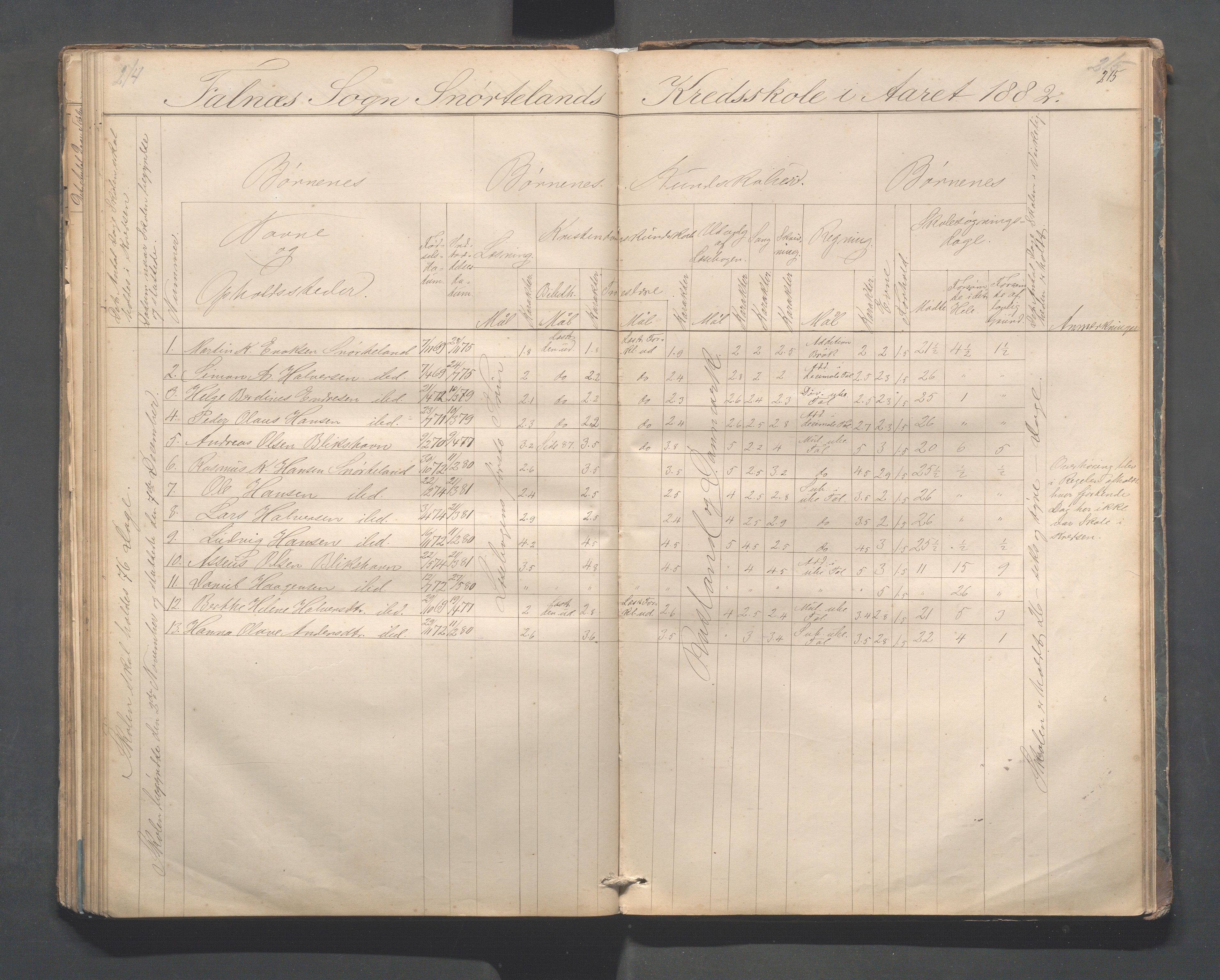 Skudenes kommune - Dale - Hillesland - Snørteland skolekretser, IKAR/A-306/H/L0002: Dale - Hillesland - Snørteland, 1869-1882, s. 214-215