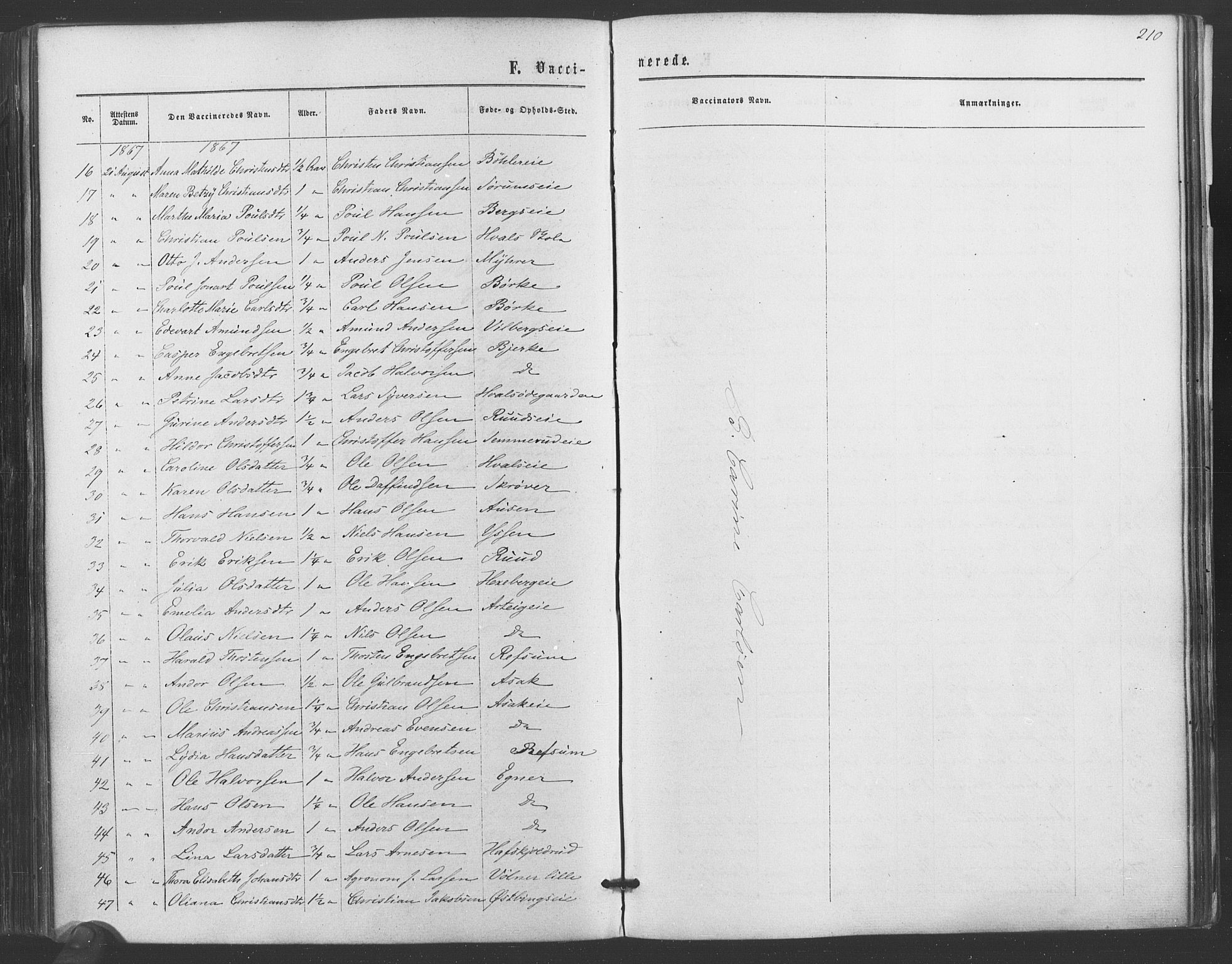 Sørum prestekontor Kirkebøker, AV/SAO-A-10303/F/Fa/L0006: Ministerialbok nr. I 6, 1864-1877, s. 210