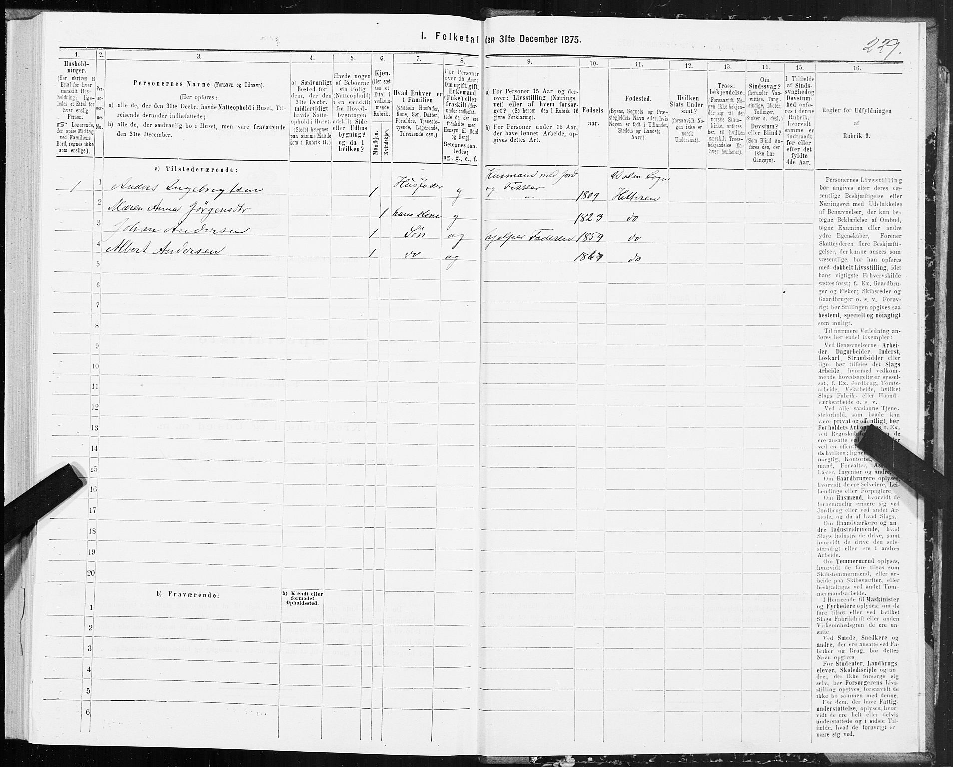 SAT, Folketelling 1875 for 1617P Hitra prestegjeld, 1875, s. 3229