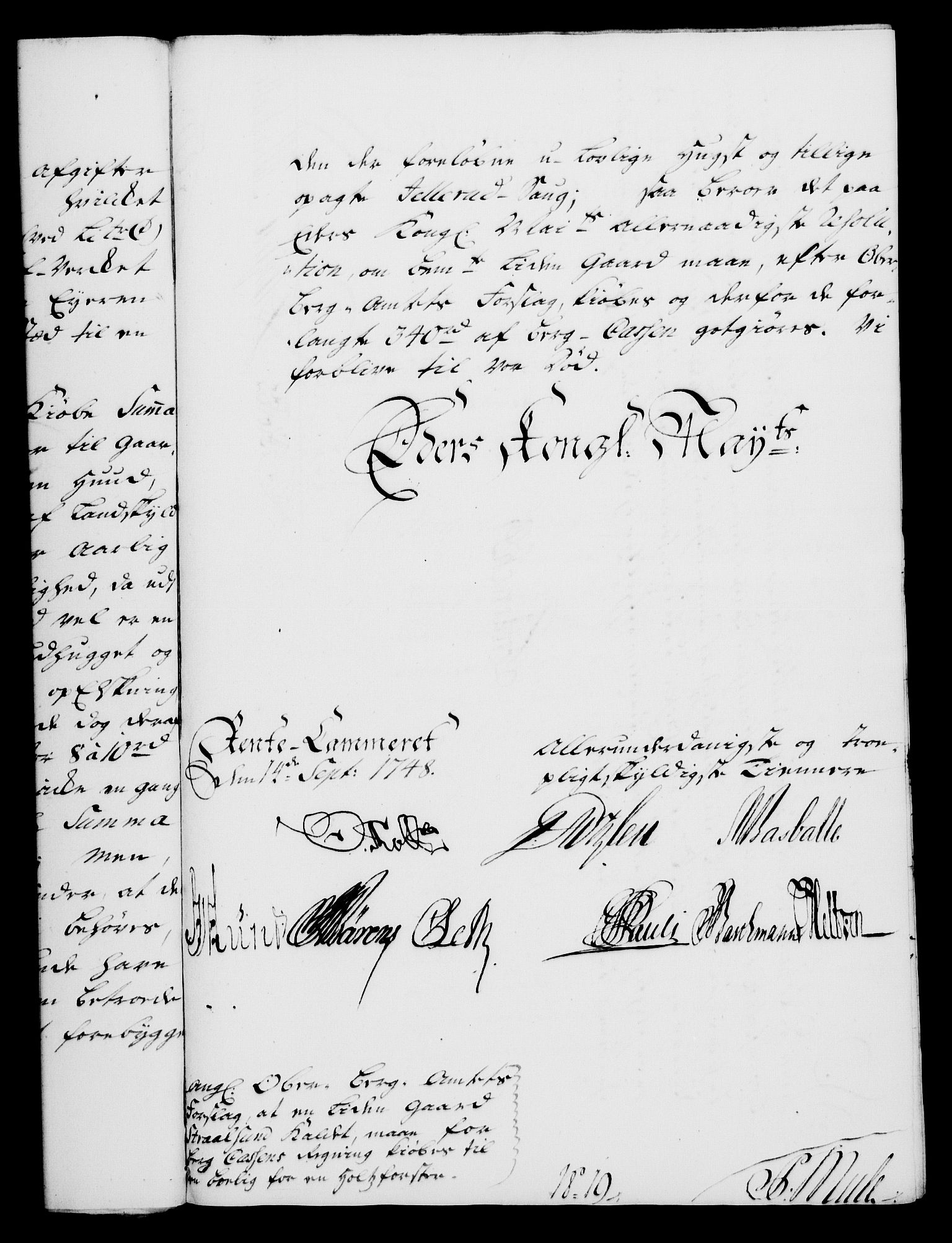 Rentekammeret, Kammerkanselliet, RA/EA-3111/G/Gf/Gfa/L0030: Norsk relasjons- og resolusjonsprotokoll (merket RK 52.30), 1748, s. 484