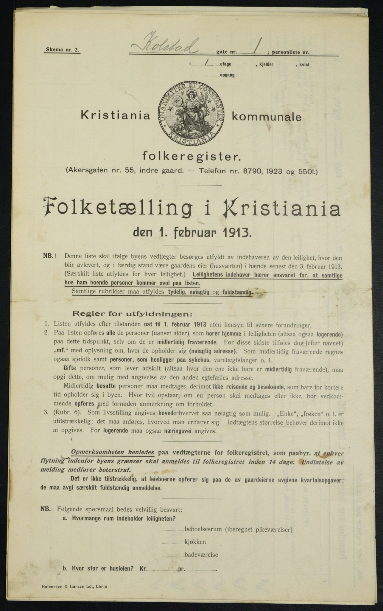 OBA, Kommunal folketelling 1.2.1913 for Kristiania, 1913, s. 51883