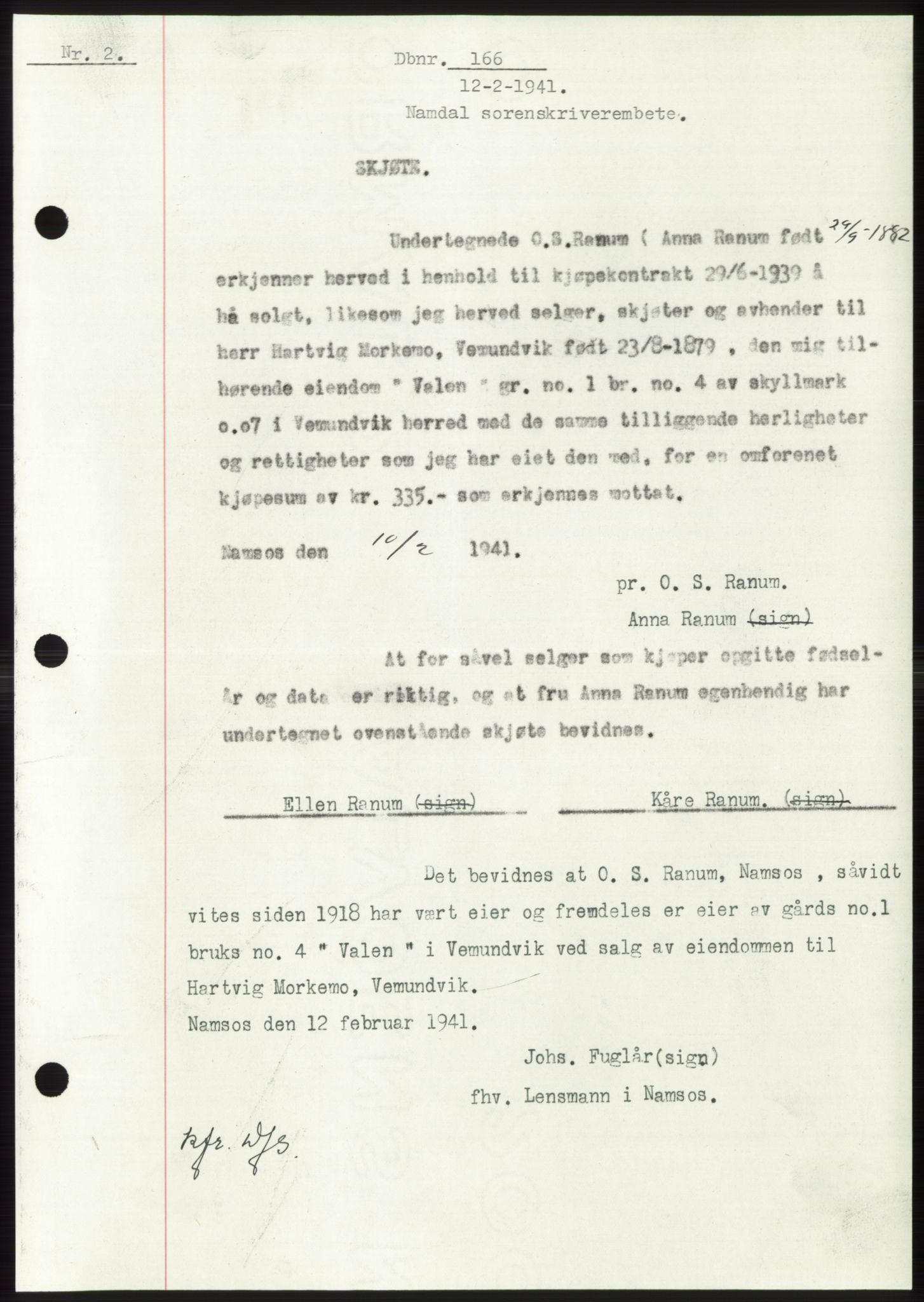 Namdal sorenskriveri, SAT/A-4133/1/2/2C: Pantebok nr. -, 1940-1941, Tingl.dato: 12.02.1941