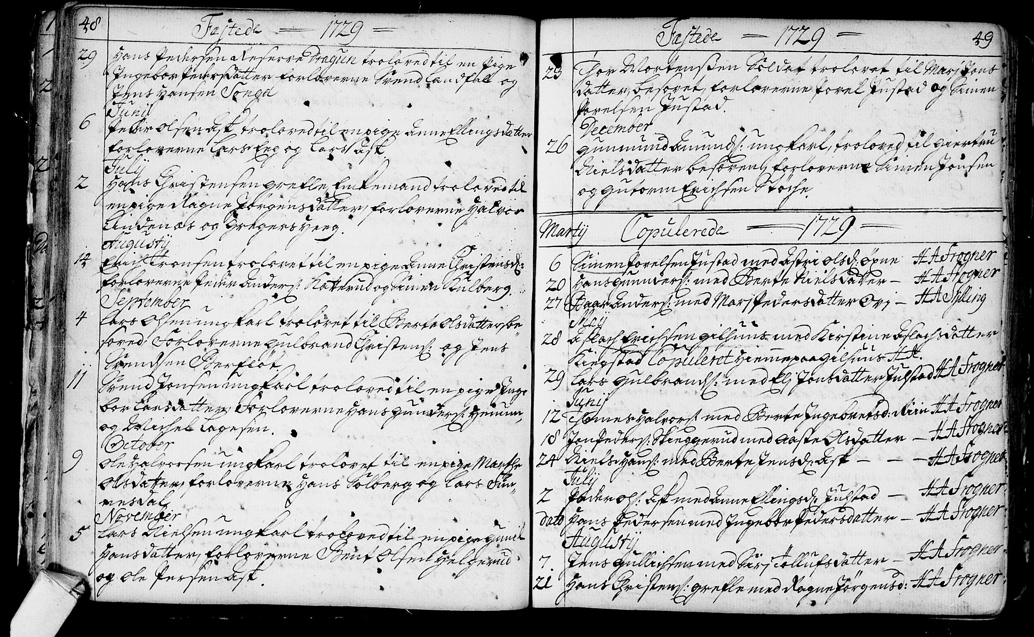 Lier kirkebøker, AV/SAKO-A-230/F/Fa/L0003: Ministerialbok nr. I 3, 1727-1748, s. 48-49