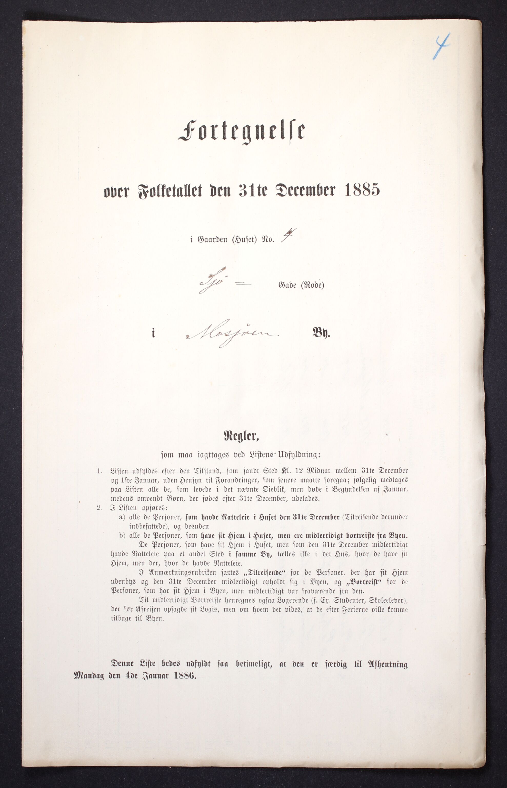 SAT, Folketelling 1885 for 1802 Mosjøen ladested, 1885