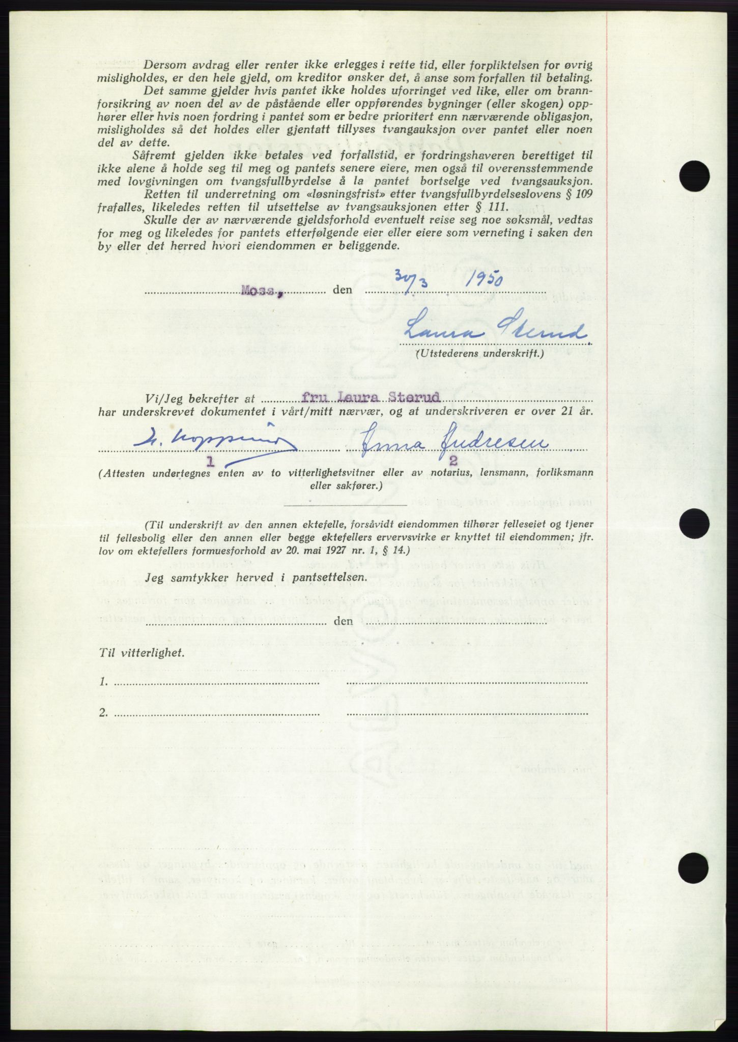 Moss sorenskriveri, AV/SAO-A-10168: Pantebok nr. B24, 1950-1950, Dagboknr: 1013/1950