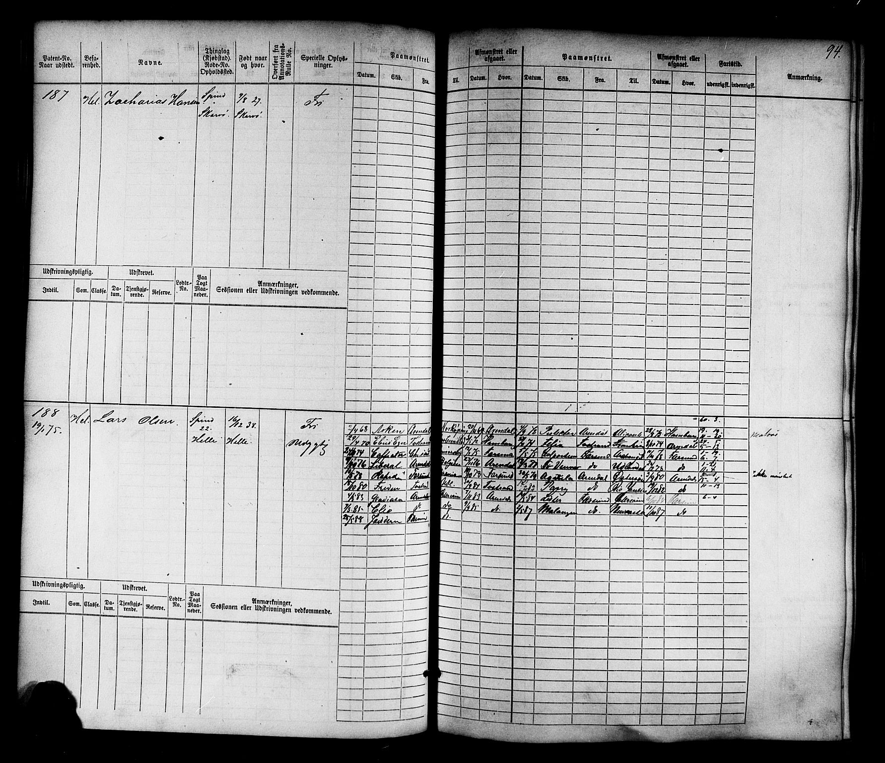 Farsund mønstringskrets, AV/SAK-2031-0017/F/Fb/L0015: Hovedrulle nr 1-770, Z-7, 1865-1896, s. 98