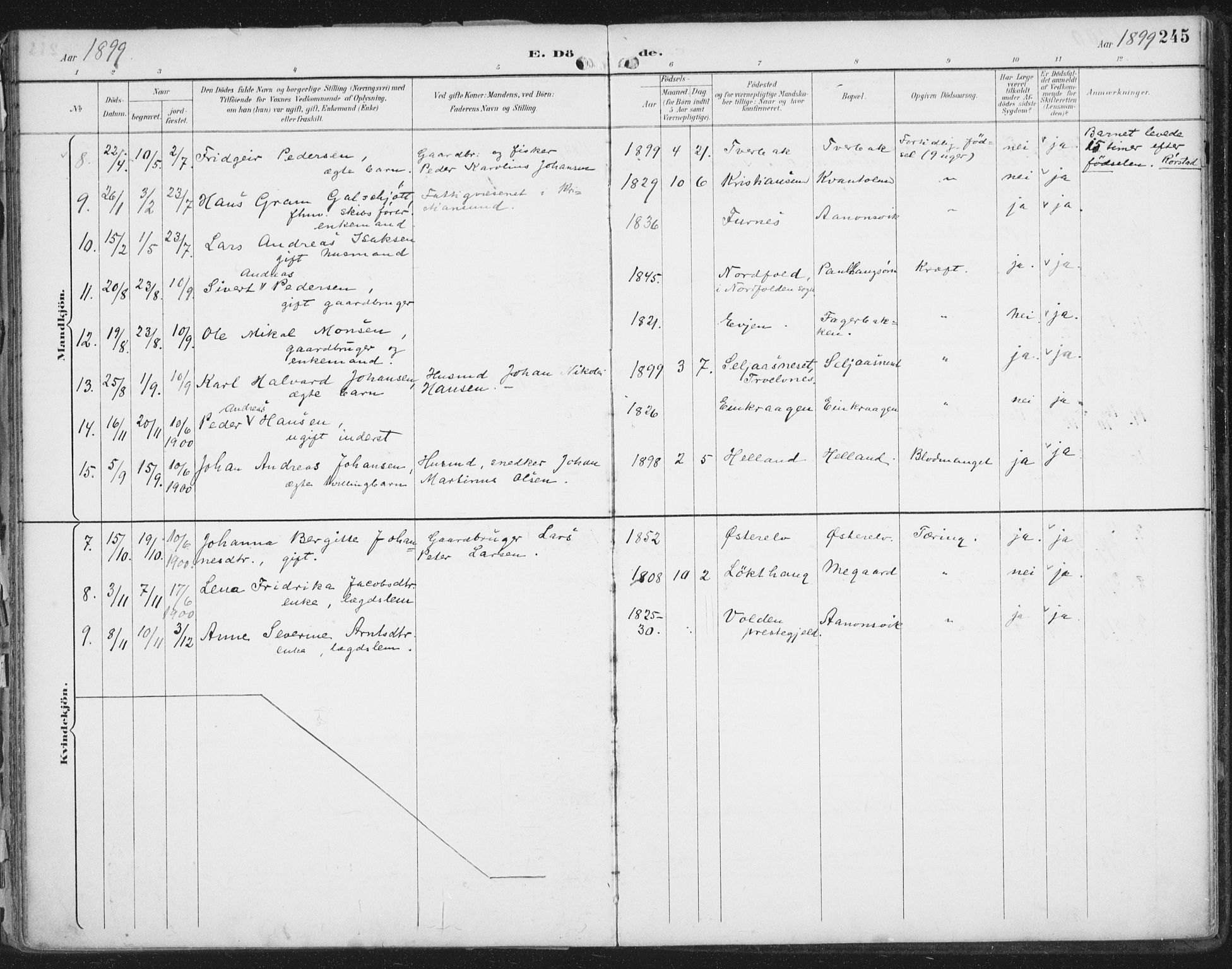 Ministerialprotokoller, klokkerbøker og fødselsregistre - Nordland, SAT/A-1459/854/L0779: Ministerialbok nr. 854A02, 1892-1909, s. 245