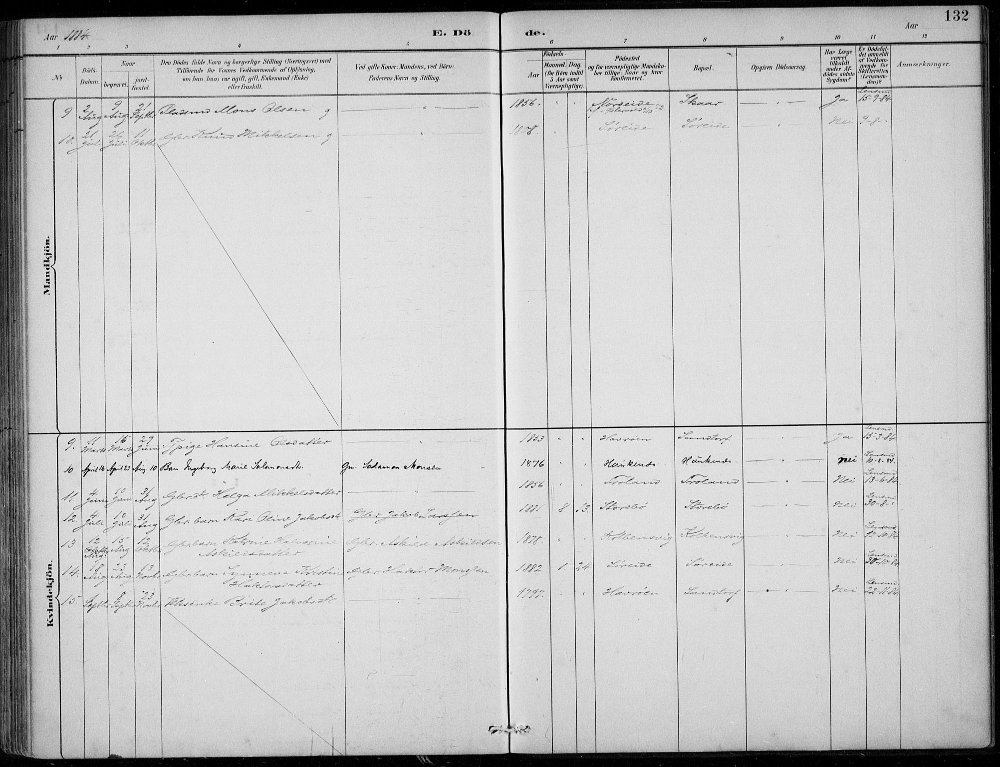 Sund sokneprestembete, AV/SAB-A-99930: Ministerialbok nr. C  1, 1882-1899, s. 132