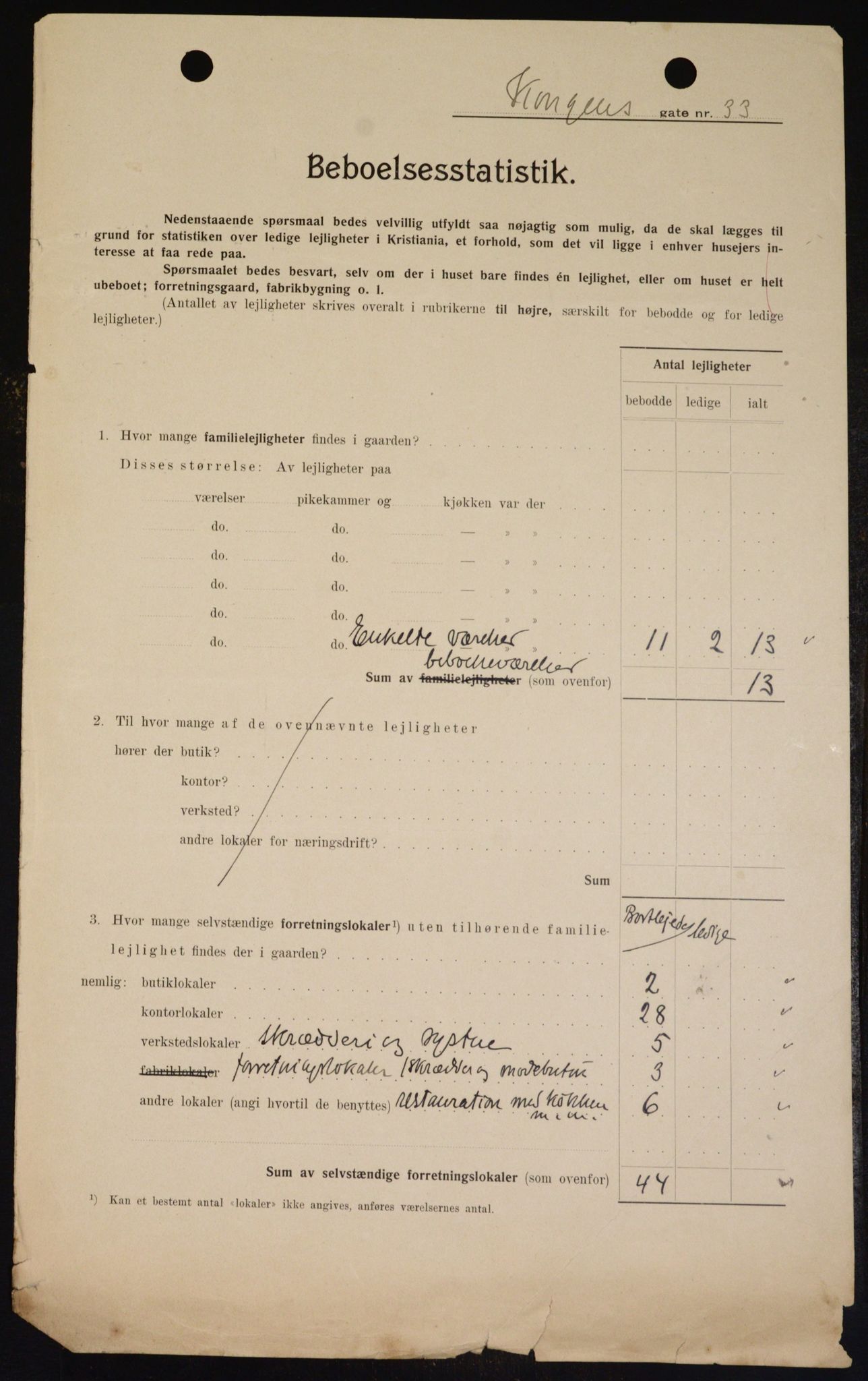 OBA, Kommunal folketelling 1.2.1909 for Kristiania kjøpstad, 1909, s. 48318