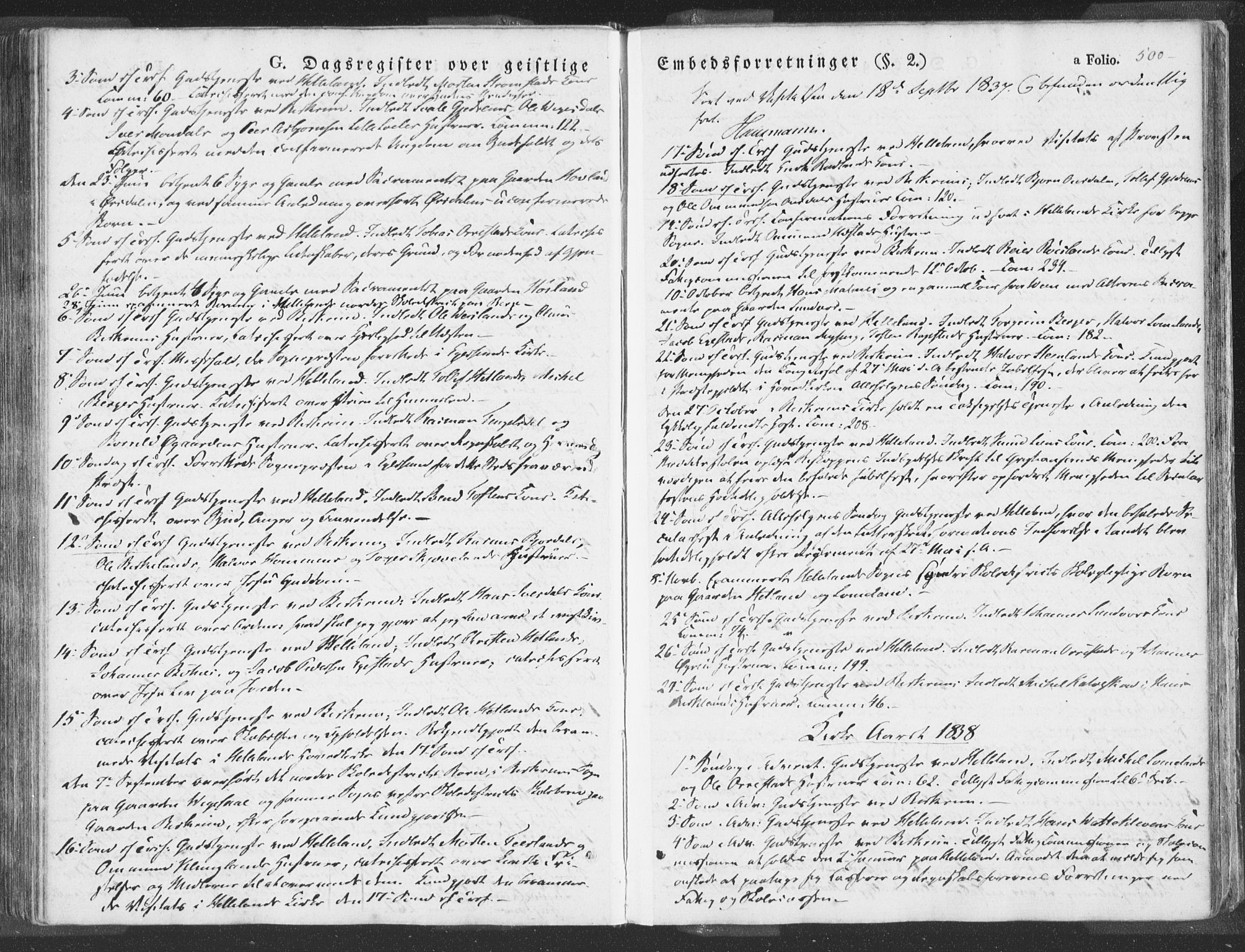 Helleland sokneprestkontor, SAST/A-101810: Ministerialbok nr. A 6.2, 1834-1863, s. 500