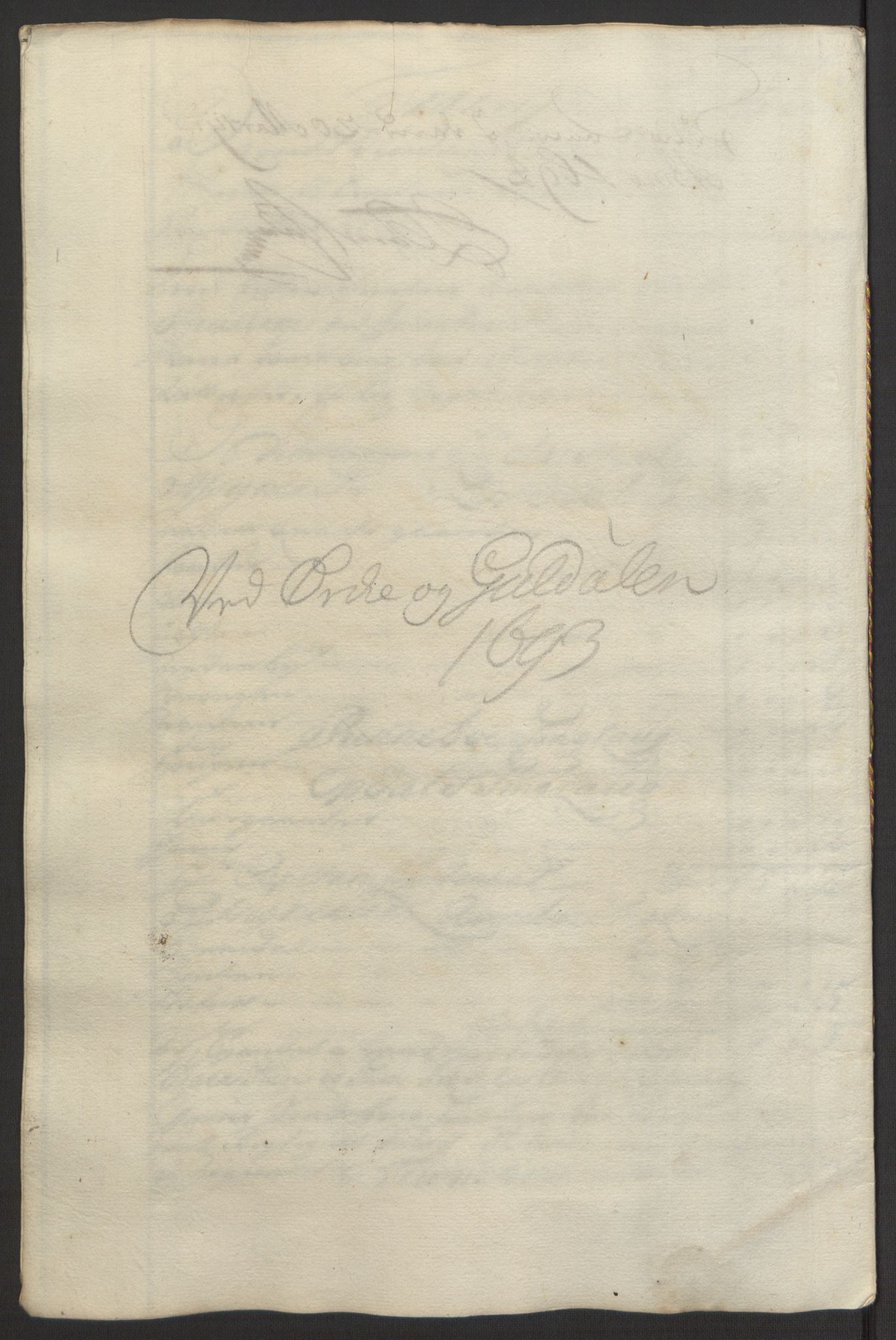 Rentekammeret inntil 1814, Reviderte regnskaper, Fogderegnskap, RA/EA-4092/R58/L3938: Fogderegnskap Orkdal, 1693, s. 132