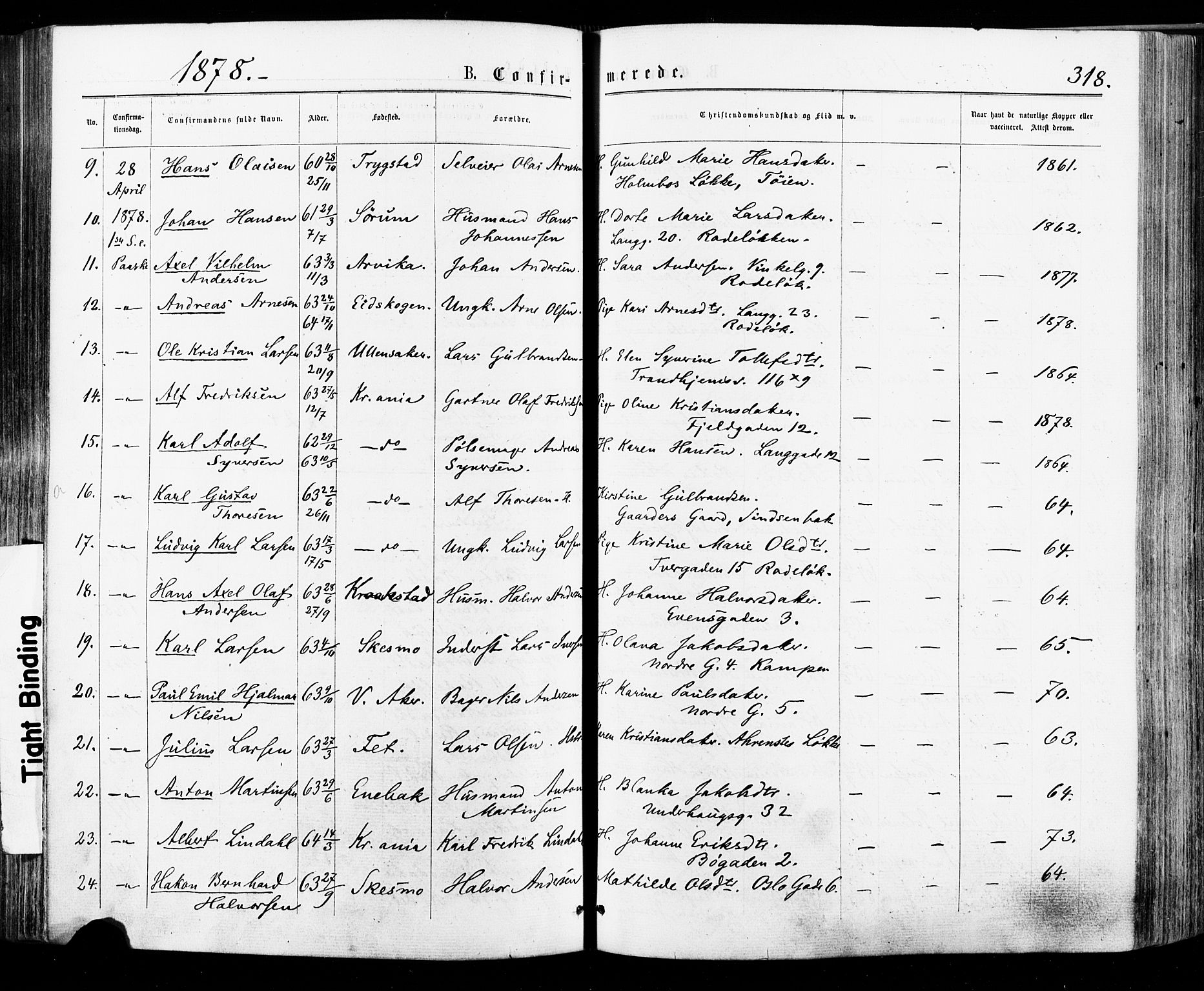 Østre Aker prestekontor Kirkebøker, AV/SAO-A-10840/F/Fa/L0004: Ministerialbok nr. I 4, 1876-1889, s. 318