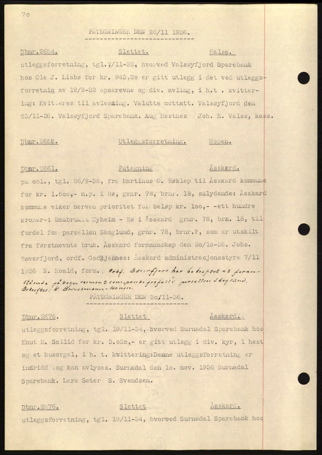 Nordmøre sorenskriveri, SAT/A-4132/1/2/2Ca: Pantebok nr. C80, 1936-1939, Dagboknr: 2654/1936
