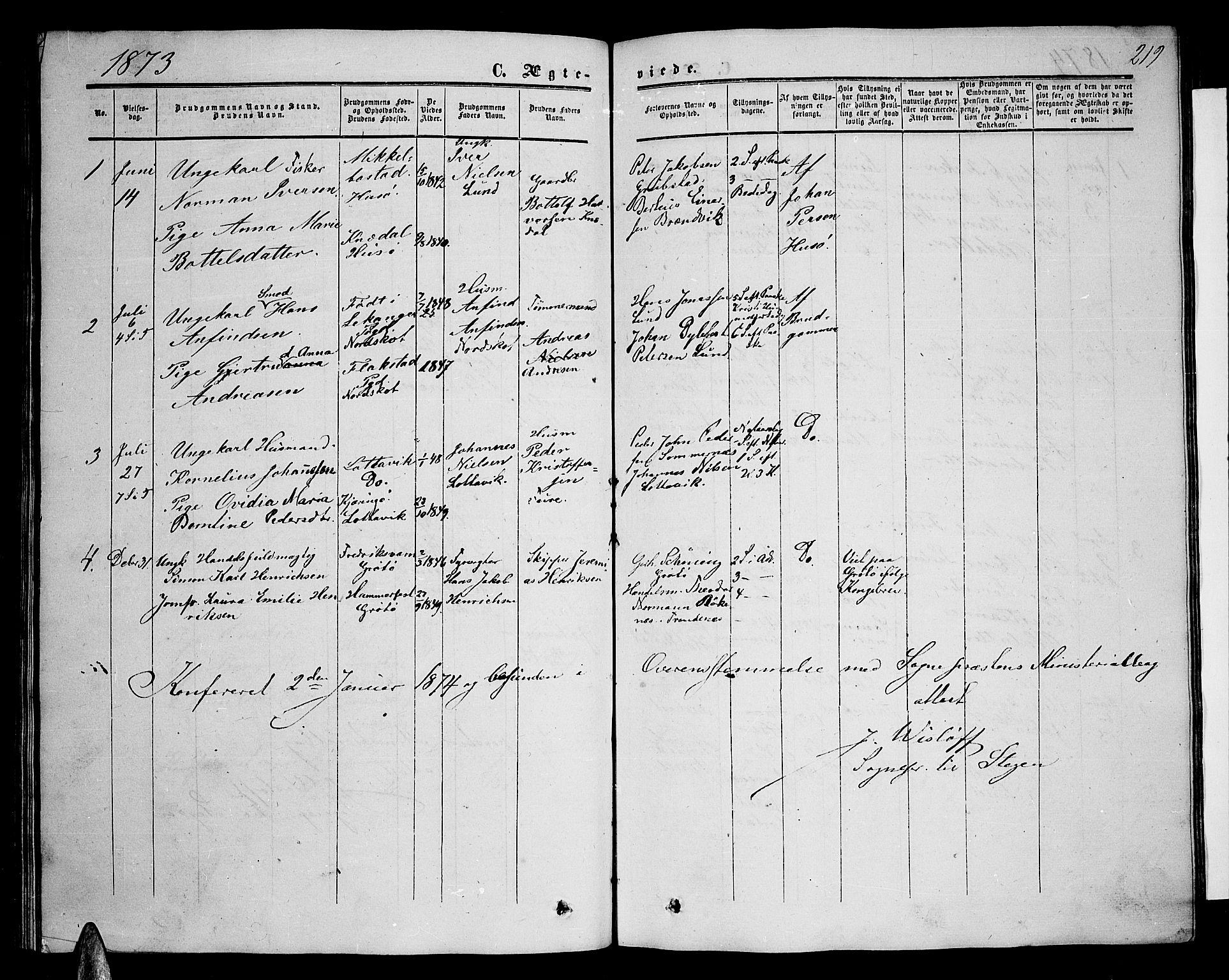 Ministerialprotokoller, klokkerbøker og fødselsregistre - Nordland, SAT/A-1459/857/L0827: Klokkerbok nr. 857C02, 1852-1879, s. 219