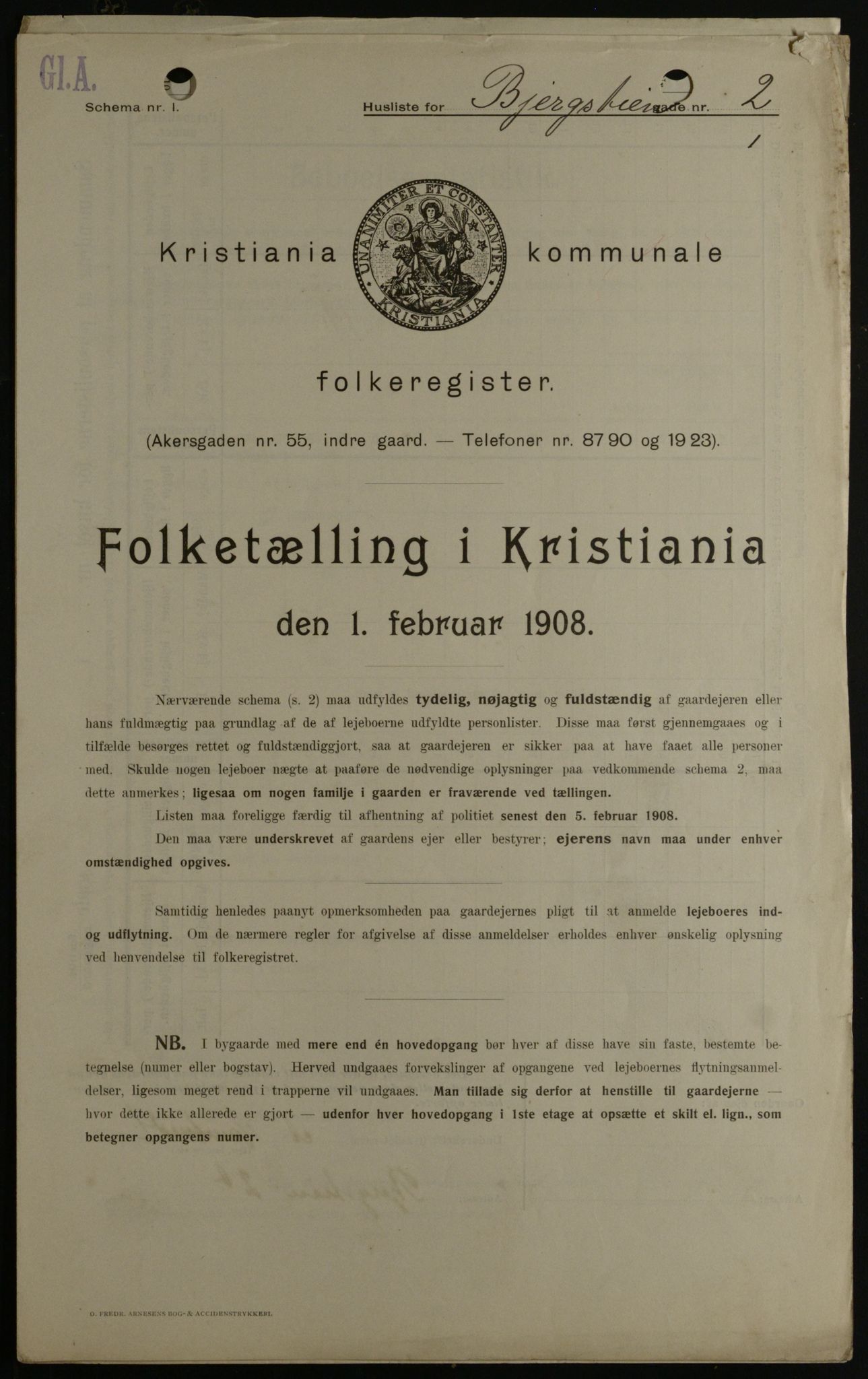 OBA, Kommunal folketelling 1.2.1908 for Kristiania kjøpstad, 1908, s. 4322