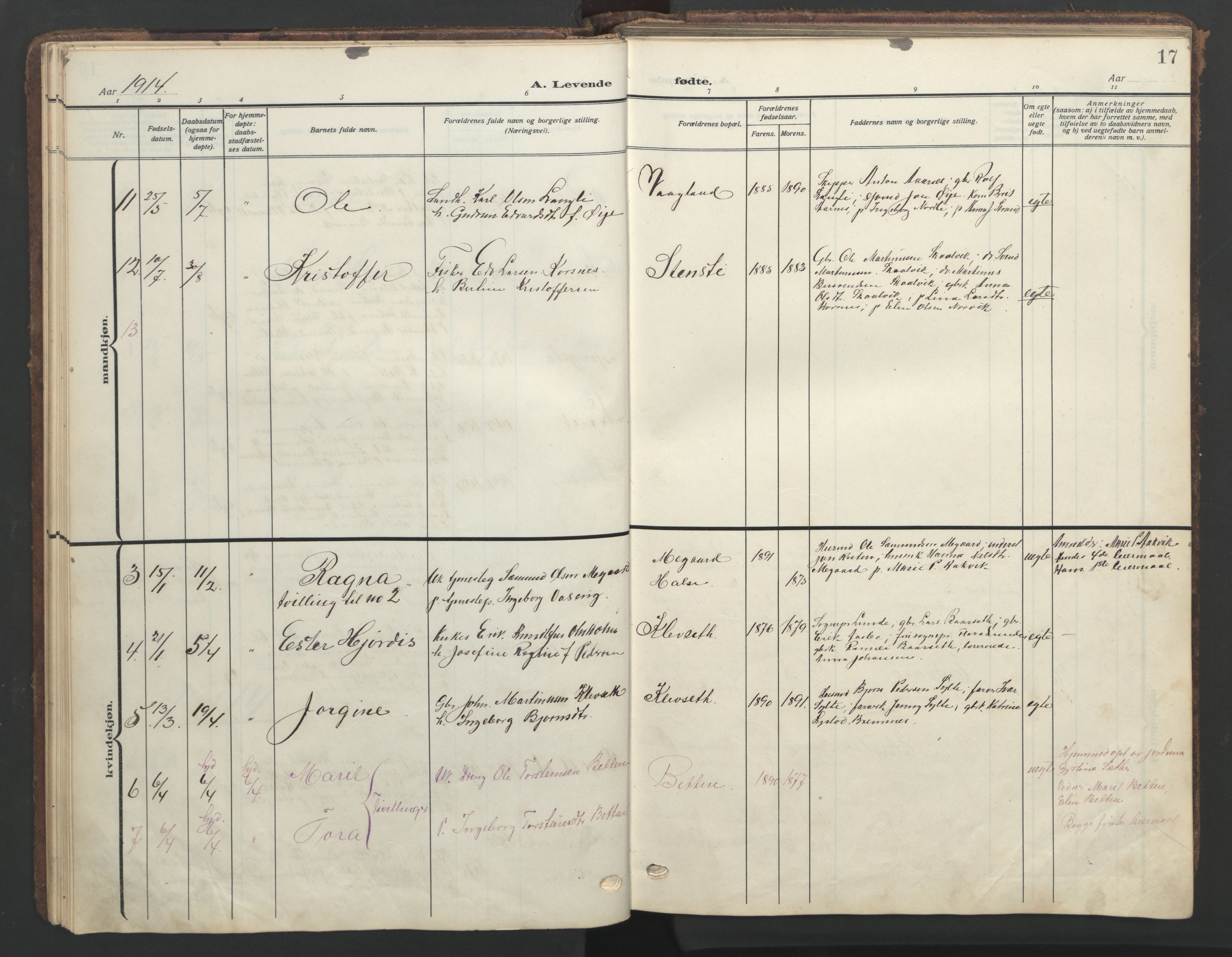 Ministerialprotokoller, klokkerbøker og fødselsregistre - Møre og Romsdal, AV/SAT-A-1454/576/L0891: Klokkerbok nr. 576C02, 1909-1946, s. 17