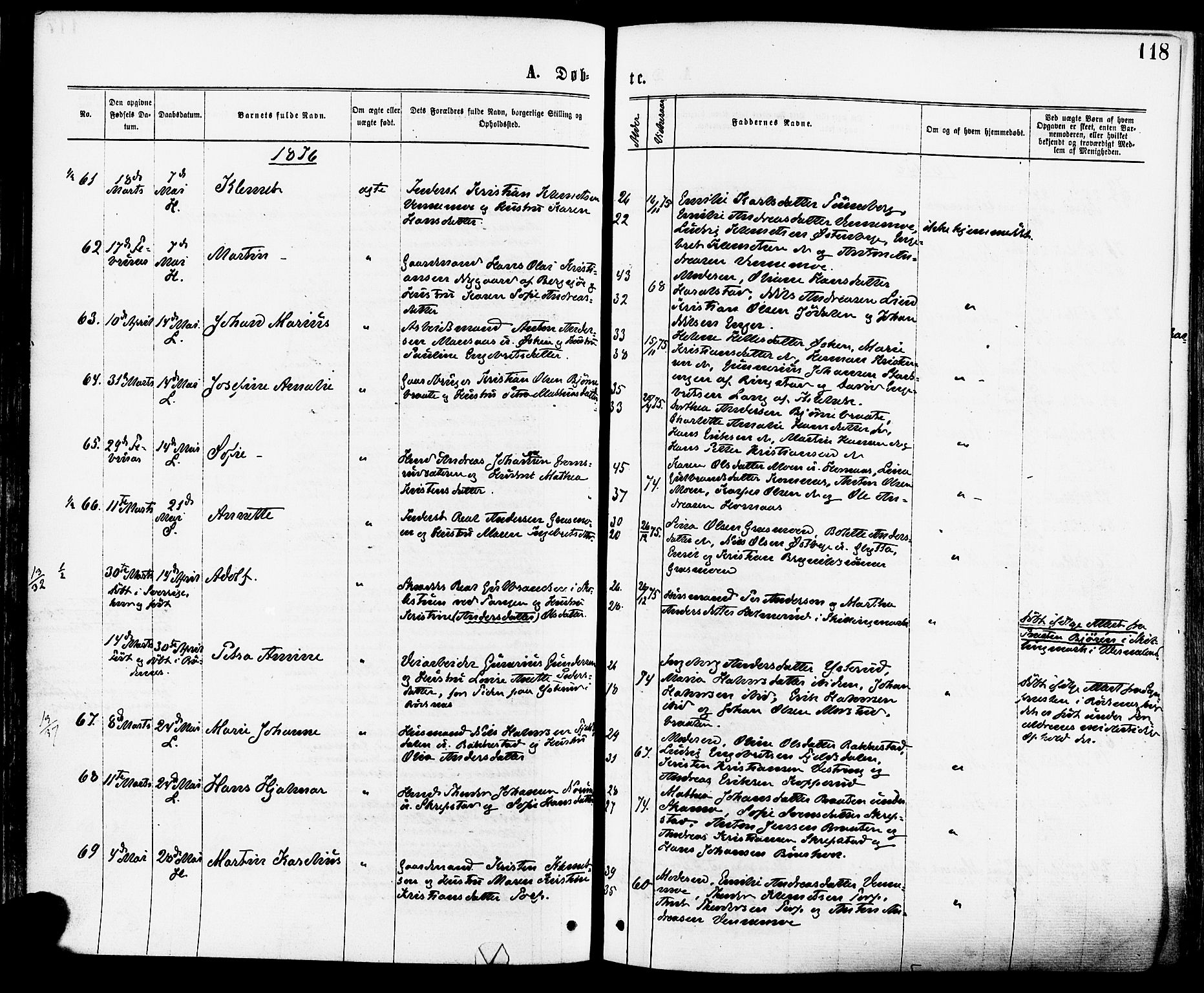Høland prestekontor Kirkebøker, SAO/A-10346a/F/Fa/L0012.a: Ministerialbok nr. I 12A, 1869-1879, s. 118