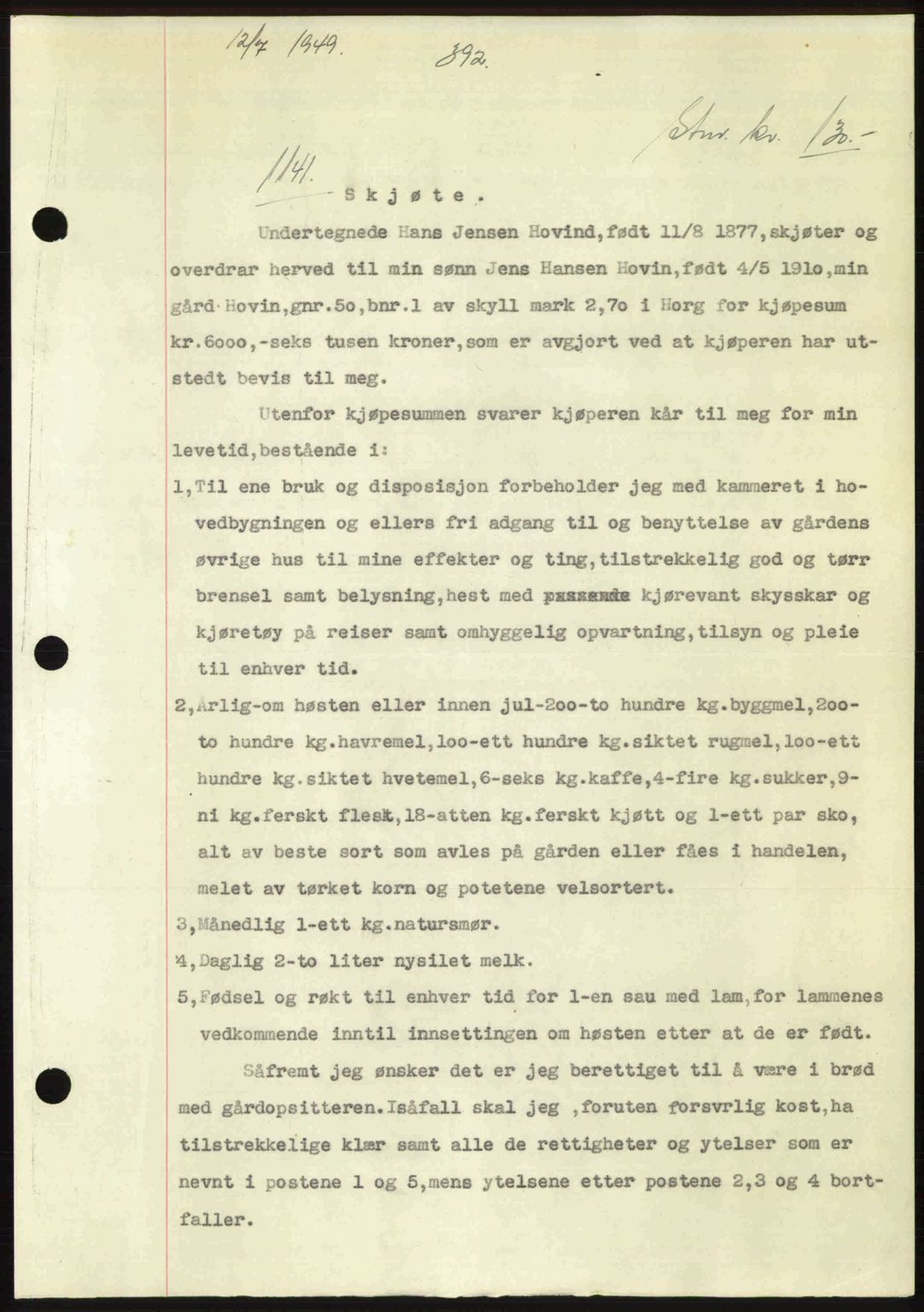 Gauldal sorenskriveri, SAT/A-0014/1/2/2C: Pantebok nr. A8, 1949-1949, Dagboknr: 1141/1949