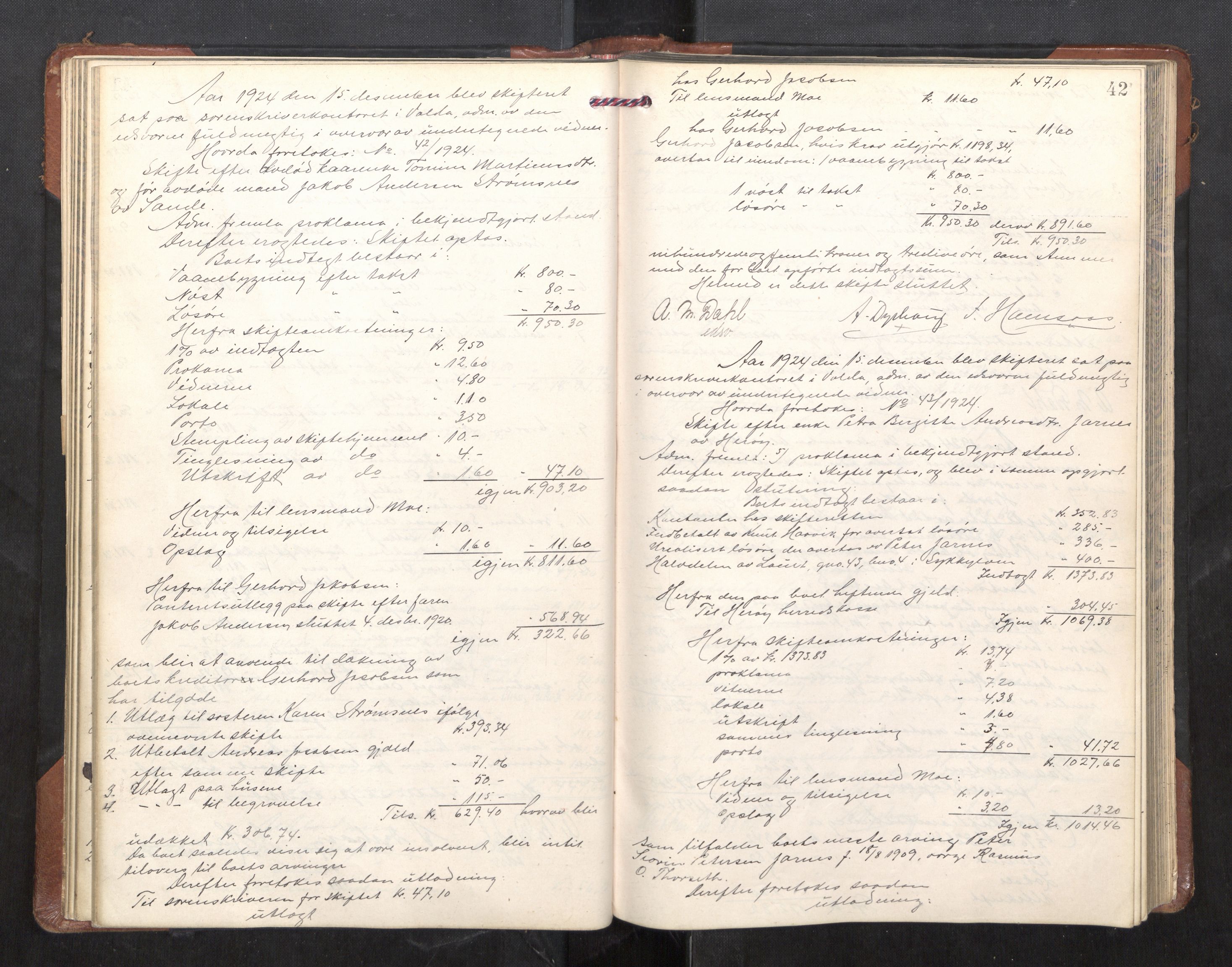 Søre Sunnmøre sorenskriveri, AV/SAT-A-4122/1/3/3A/L0025: Skifte- / Skifteutloddings- / Skifteslutningsprotokollar, 1924-1927, s. 41b-42a