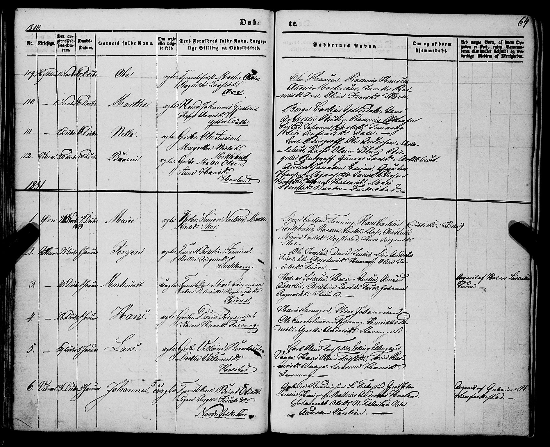 Askvoll sokneprestembete, AV/SAB-A-79501/H/Haa/Haaa/L0011/0001: Ministerialbok nr. A 11 I, 1845-1864, s. 64
