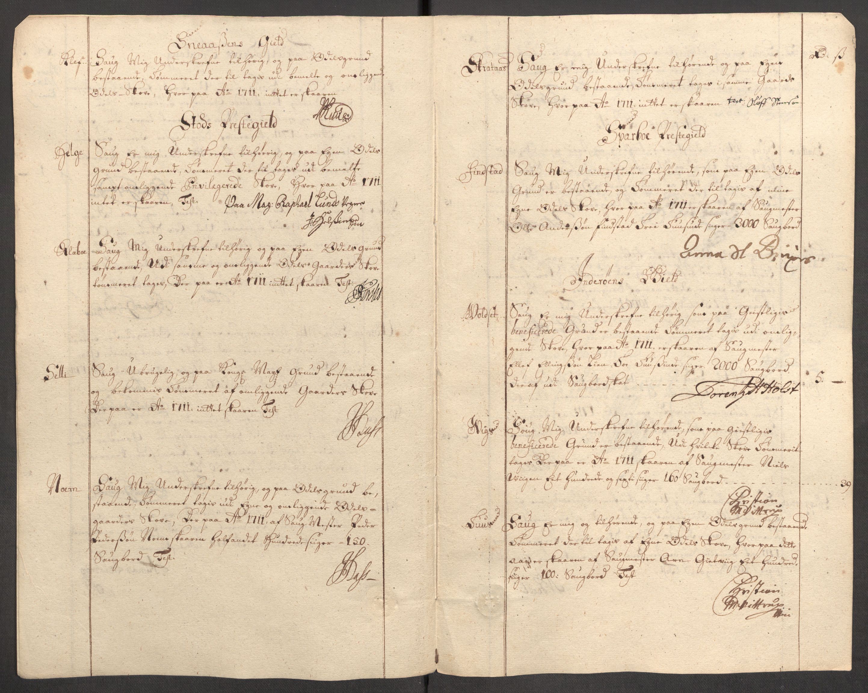 Rentekammeret inntil 1814, Reviderte regnskaper, Fogderegnskap, RA/EA-4092/R63/L4319: Fogderegnskap Inderøy, 1711, s. 131