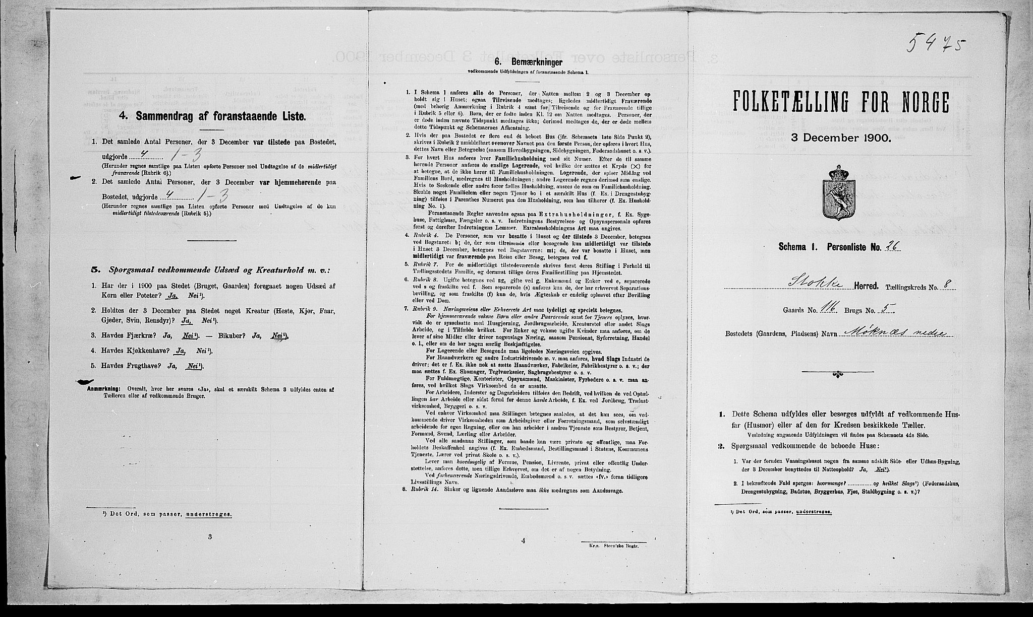 RA, Folketelling 1900 for 0720 Stokke herred, 1900, s. 1450