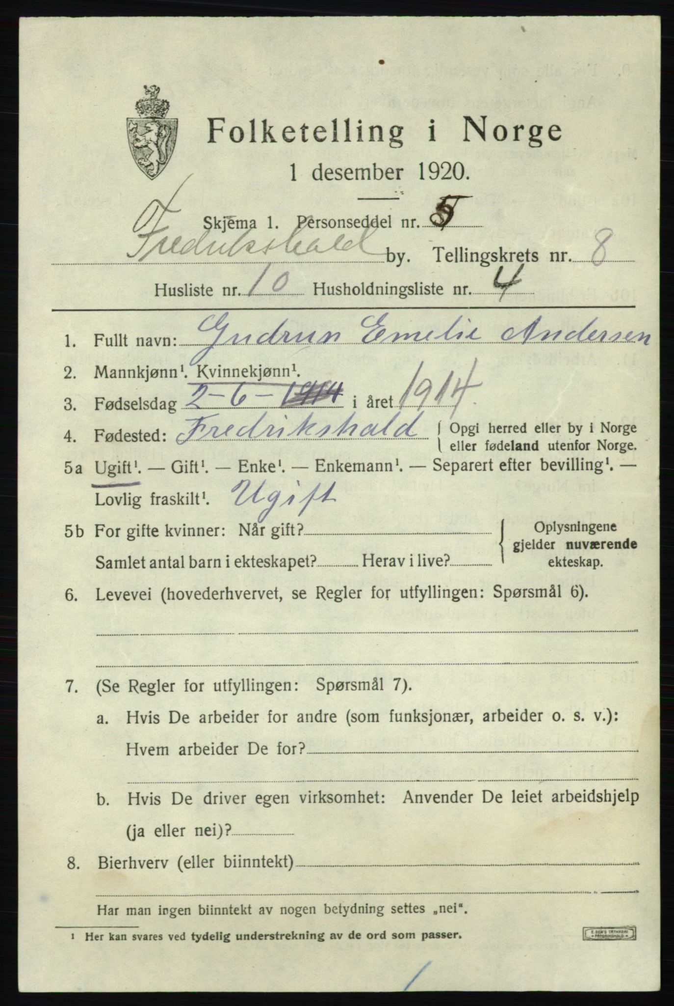SAO, Folketelling 1920 for 0101 Fredrikshald kjøpstad, 1920, s. 14881