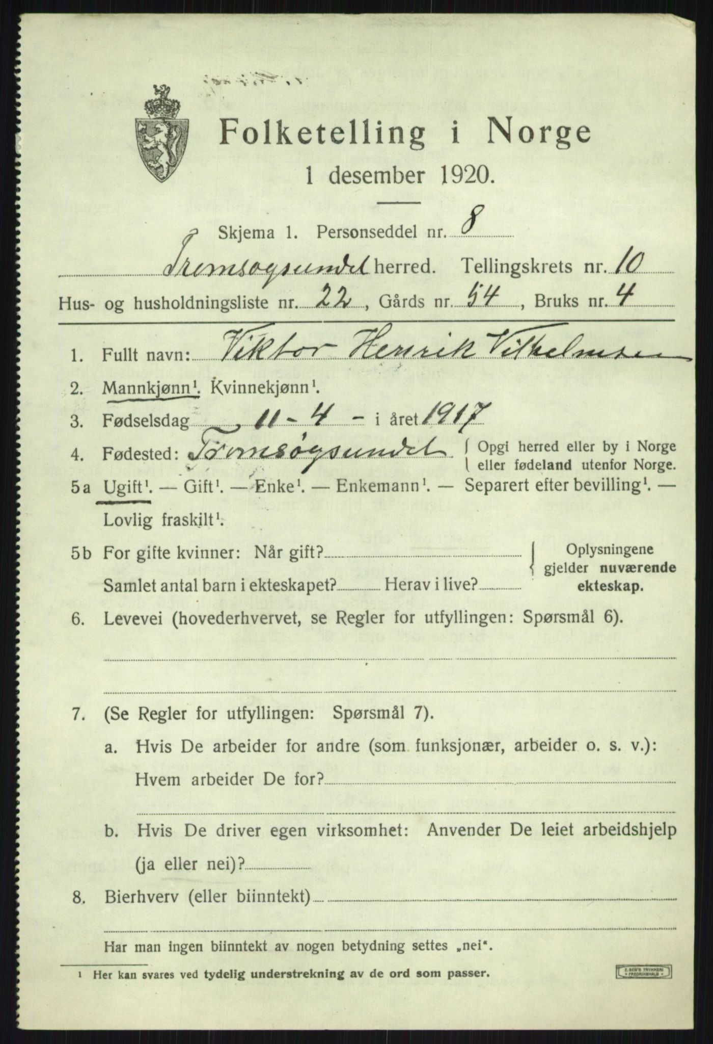 SATØ, Folketelling 1920 for 1934 Tromsøysund herred, 1920, s. 7238