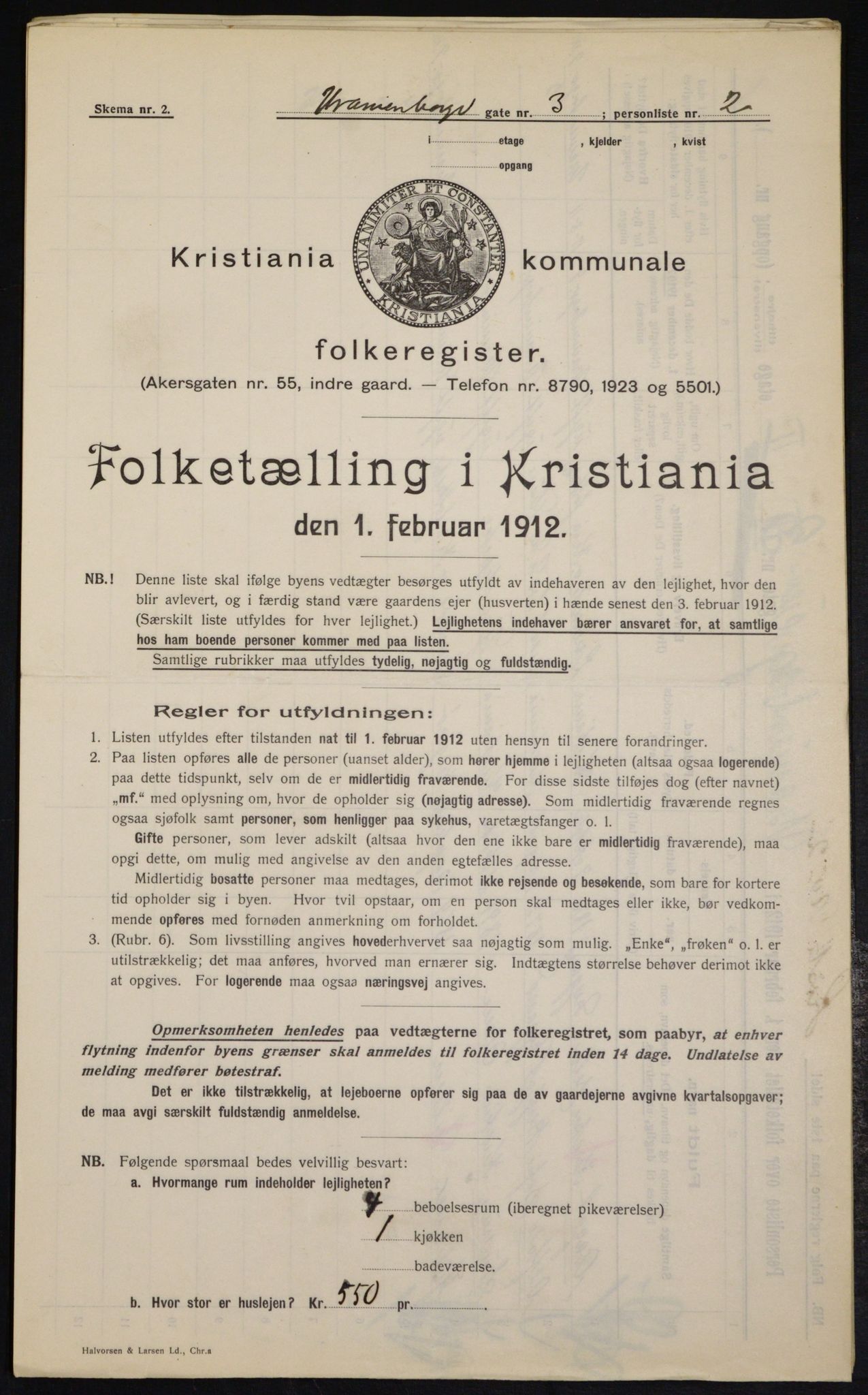 OBA, Kommunal folketelling 1.2.1912 for Kristiania, 1912, s. 120357