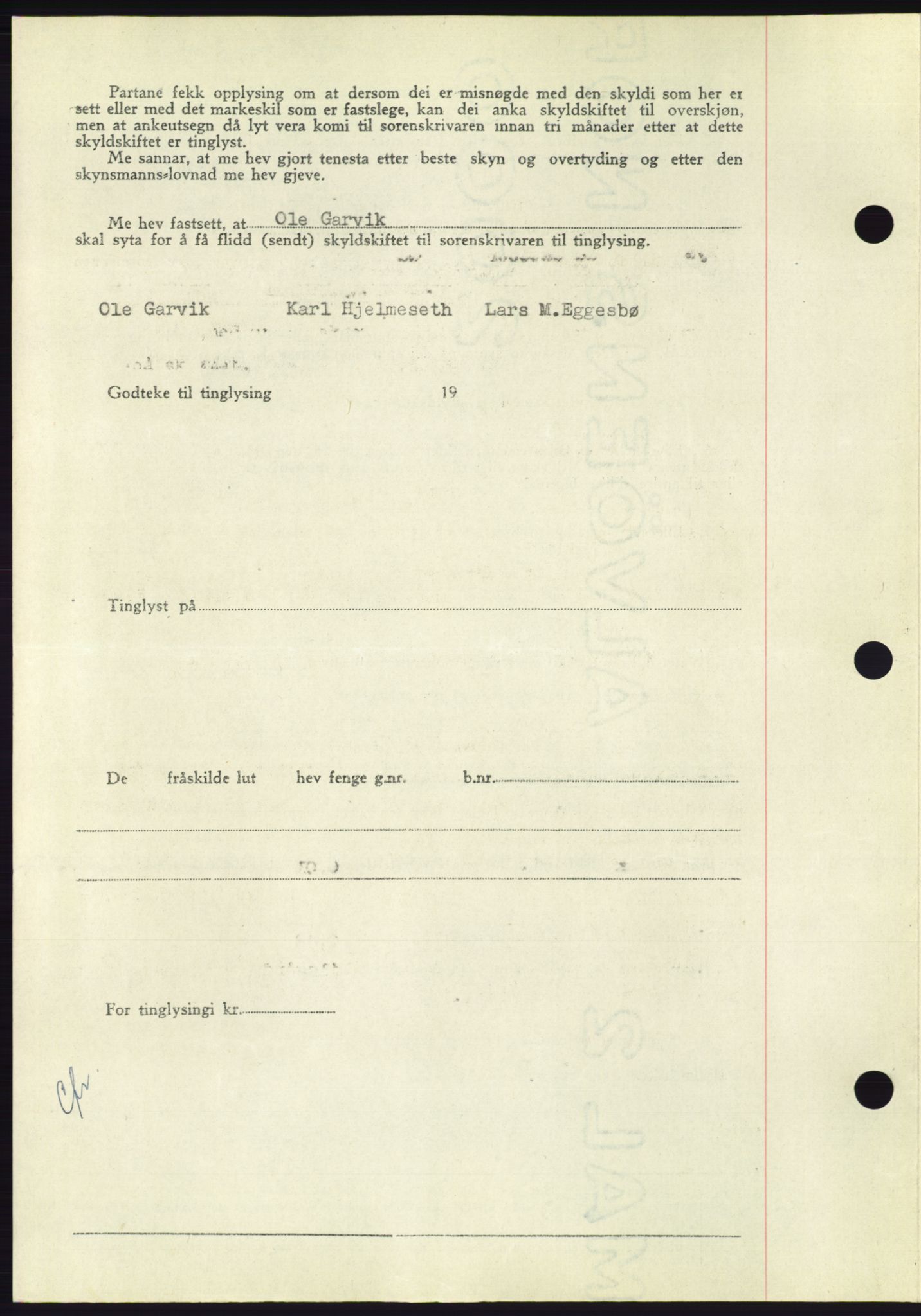 Søre Sunnmøre sorenskriveri, AV/SAT-A-4122/1/2/2C/L0085: Pantebok nr. 11A, 1949-1949, Dagboknr: 1394/1949