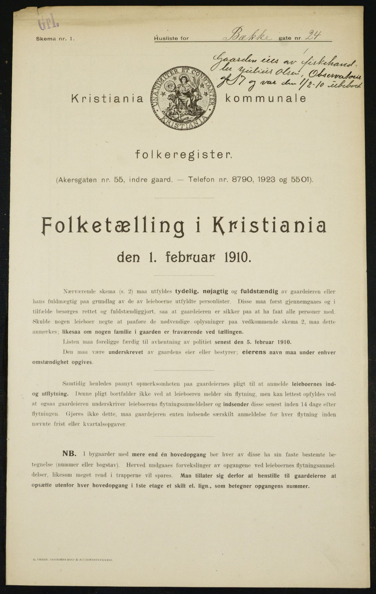 OBA, Kommunal folketelling 1.2.1910 for Kristiania, 1910, s. 10657